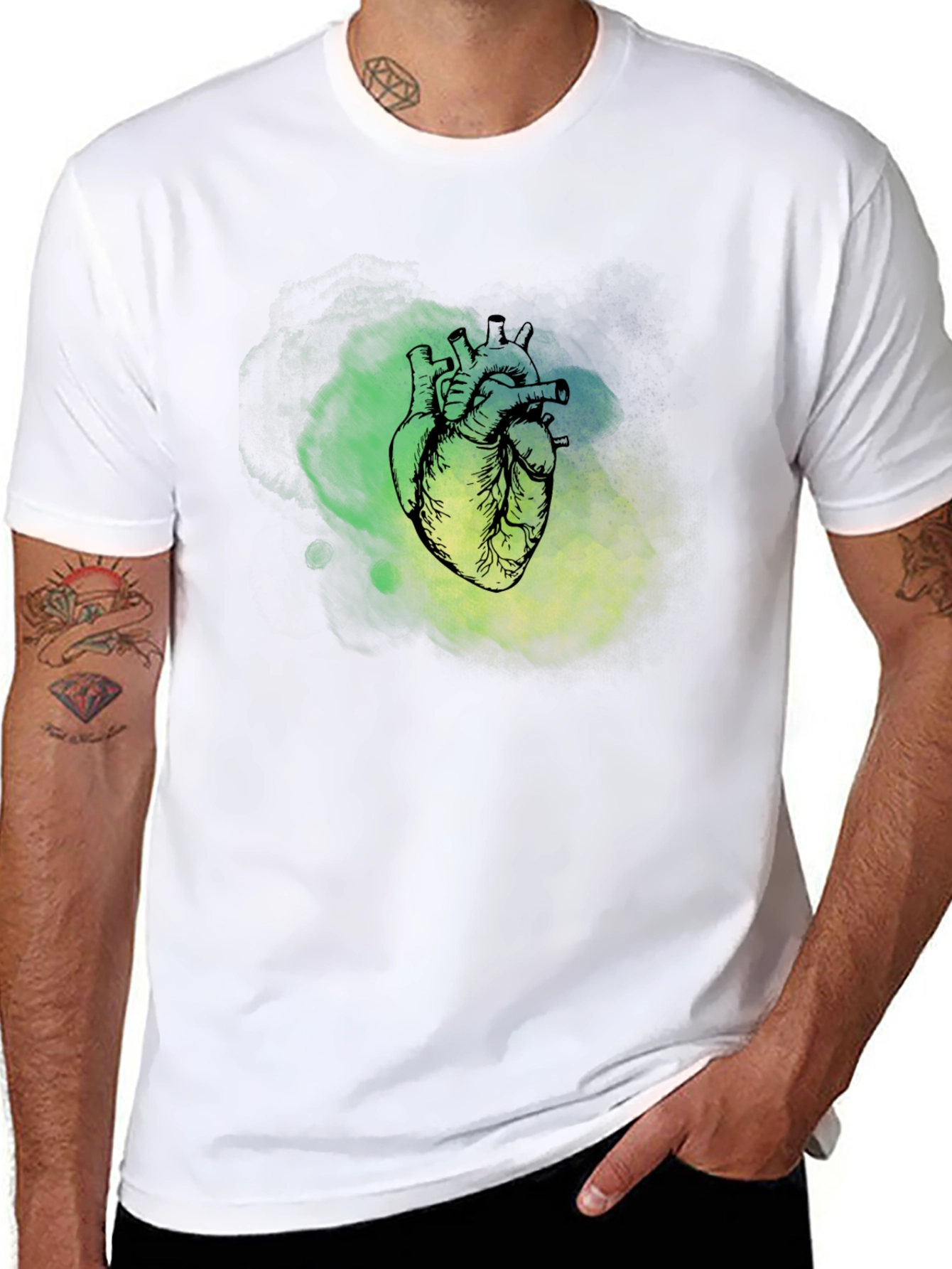 Anatomical Heart Graphic T-Shirt - Black