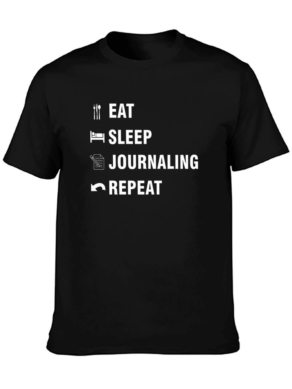 Eat Sleep Journaling Repeat Black T-Shirt