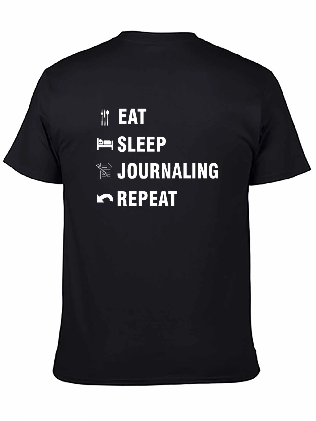 Eat Sleep Journaling Repeat Black T-Shirt