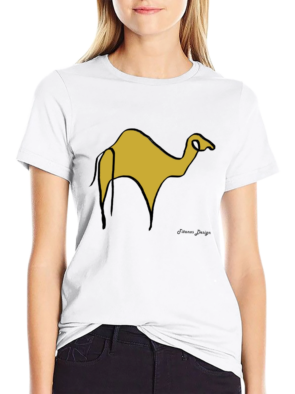 Black T-Shirt with Camel Graphic