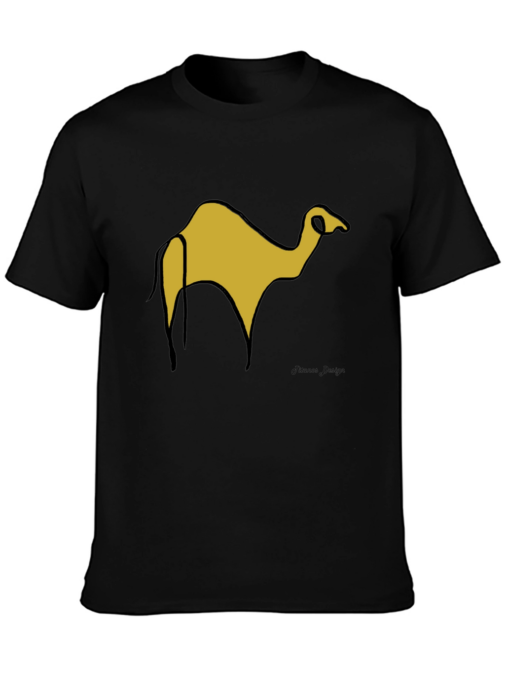 Black T-Shirt with Camel Graphic