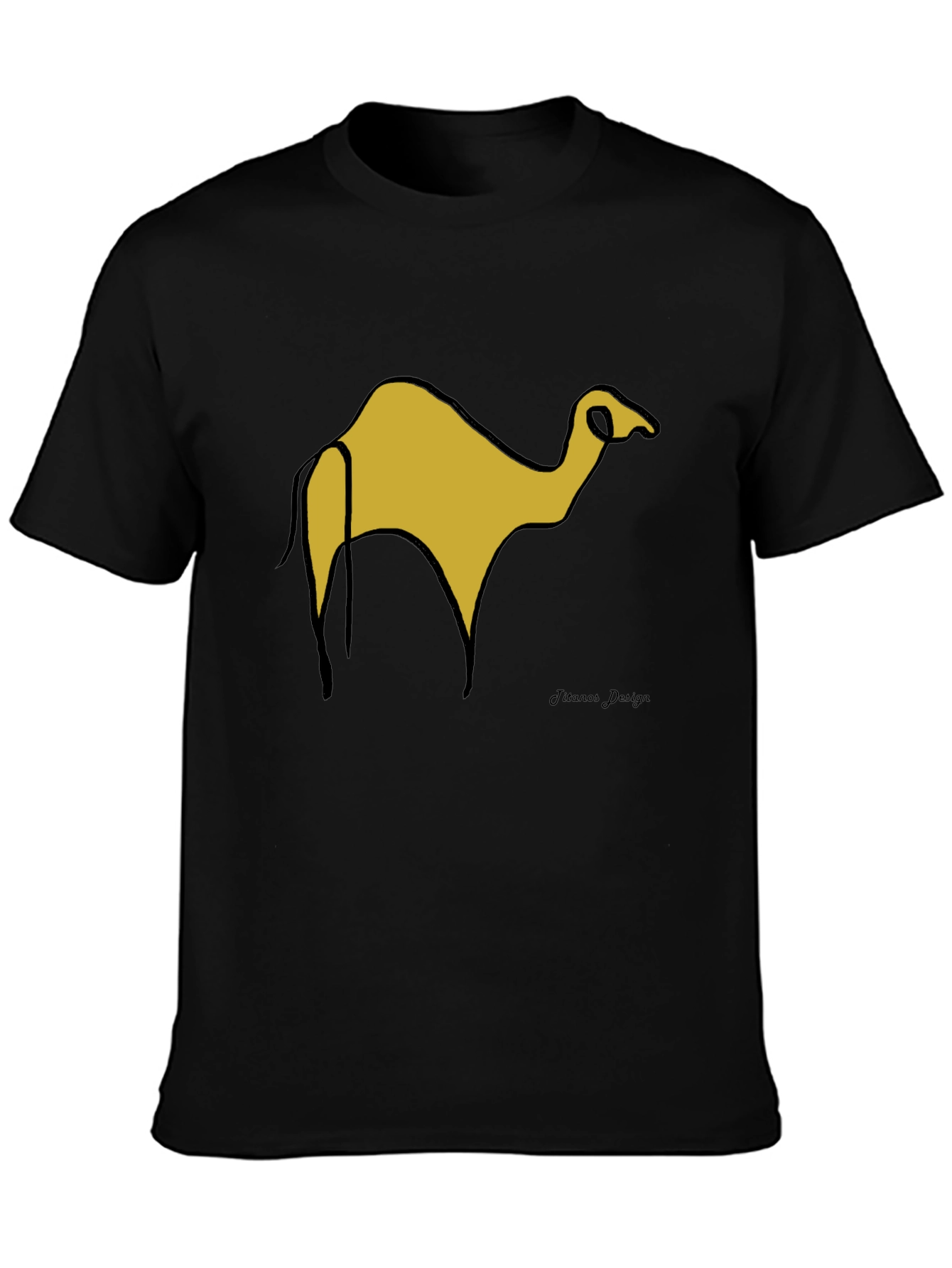 Black T-Shirt with Camel Graphic