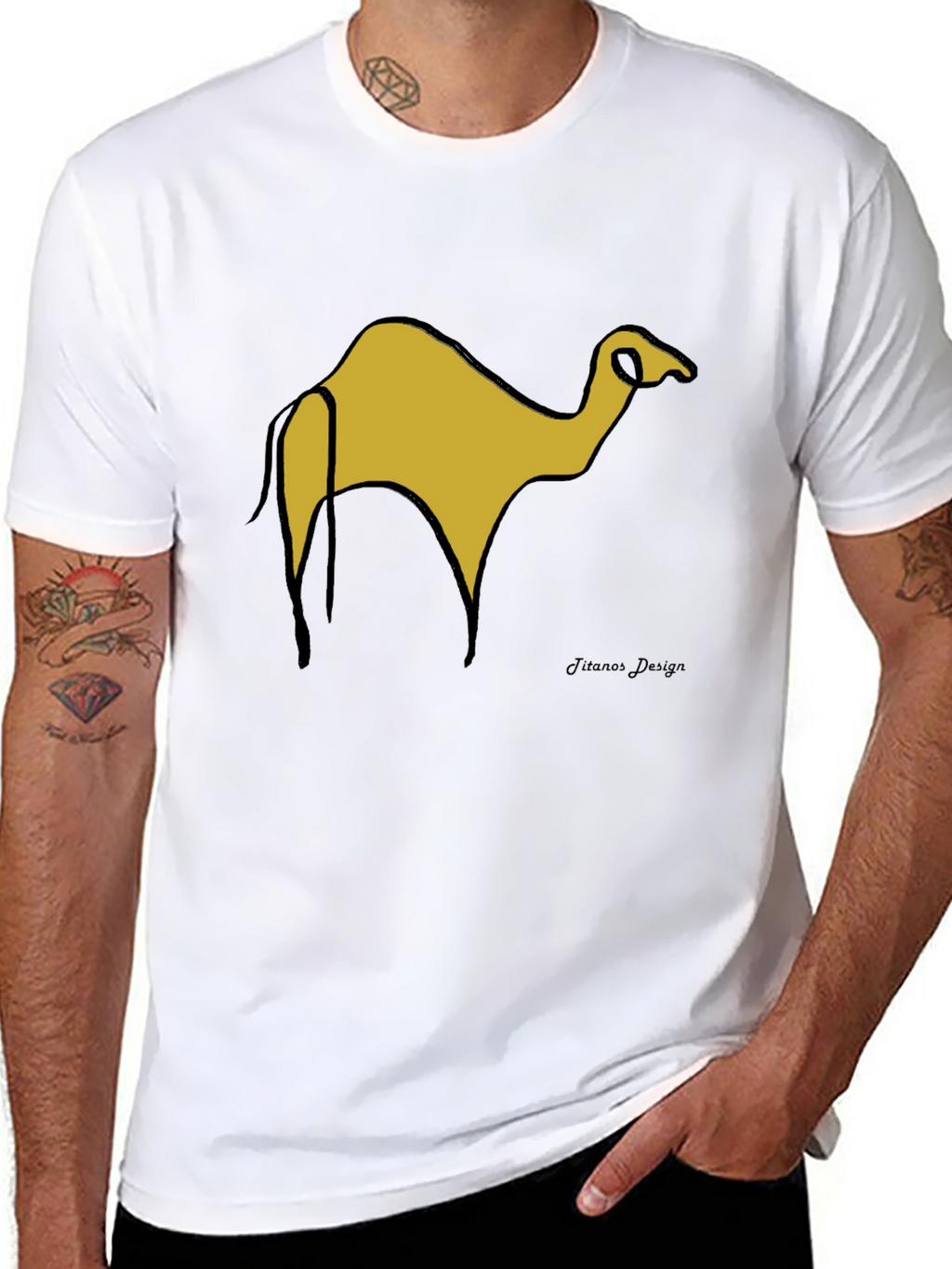 Black T-Shirt with Camel Graphic