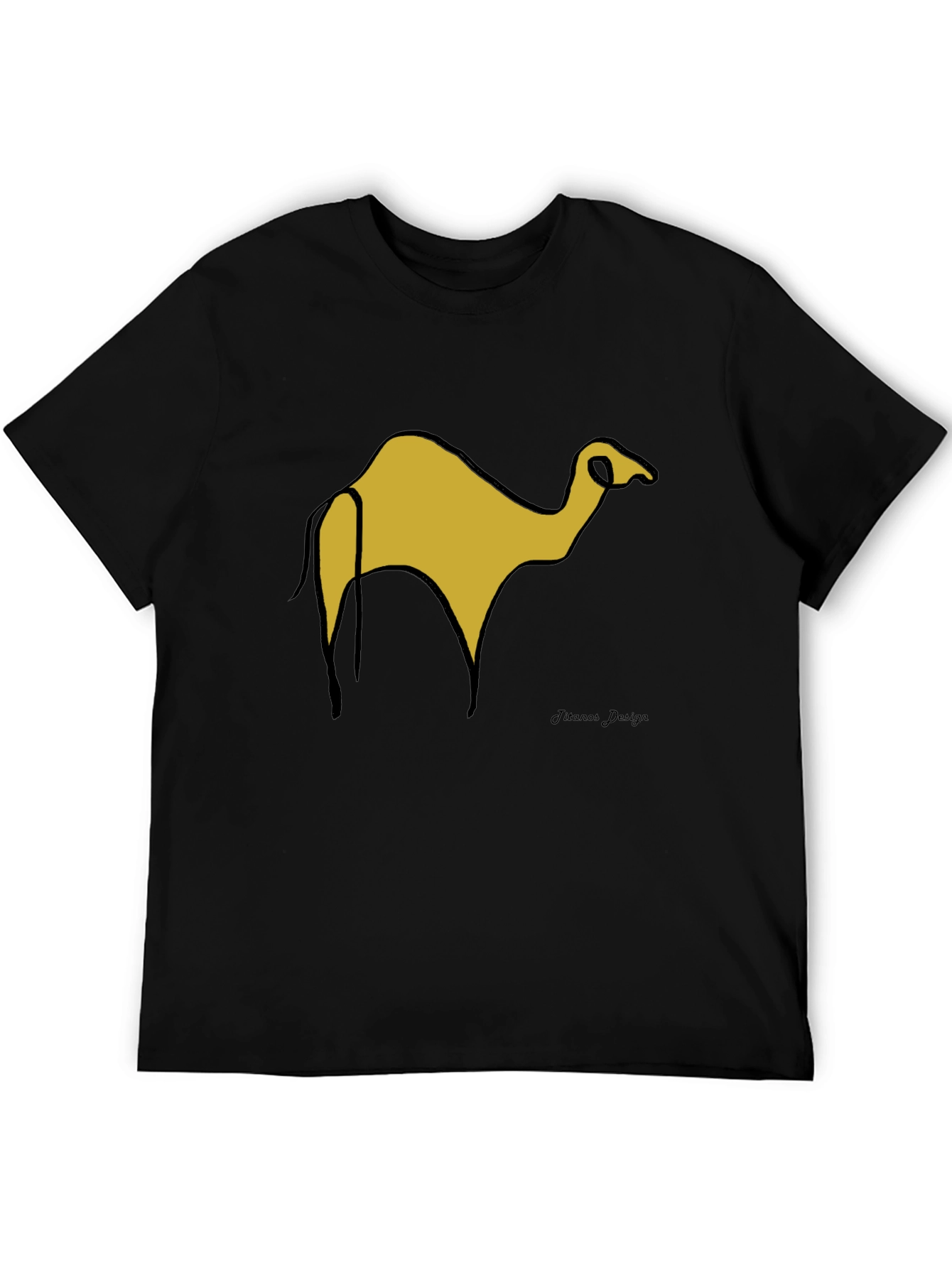 Black T-Shirt with Camel Graphic