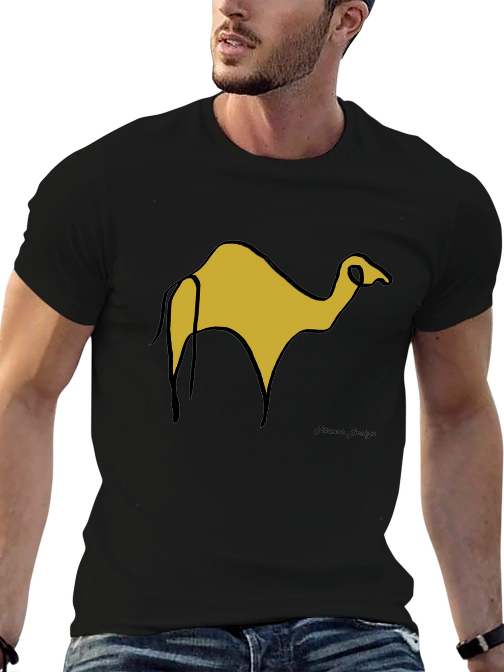Black T-Shirt with Camel Graphic