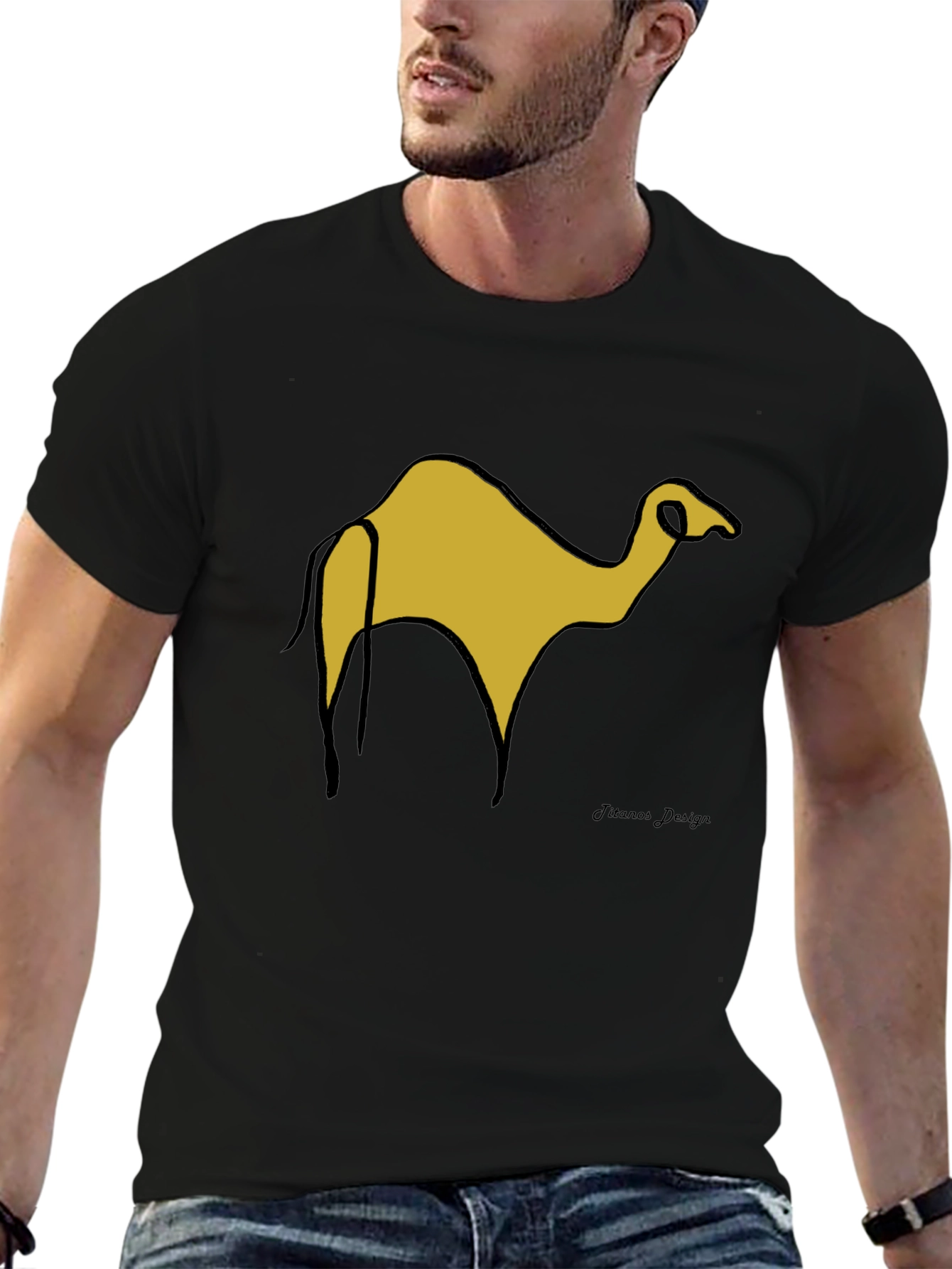 Black T-Shirt with Camel Graphic