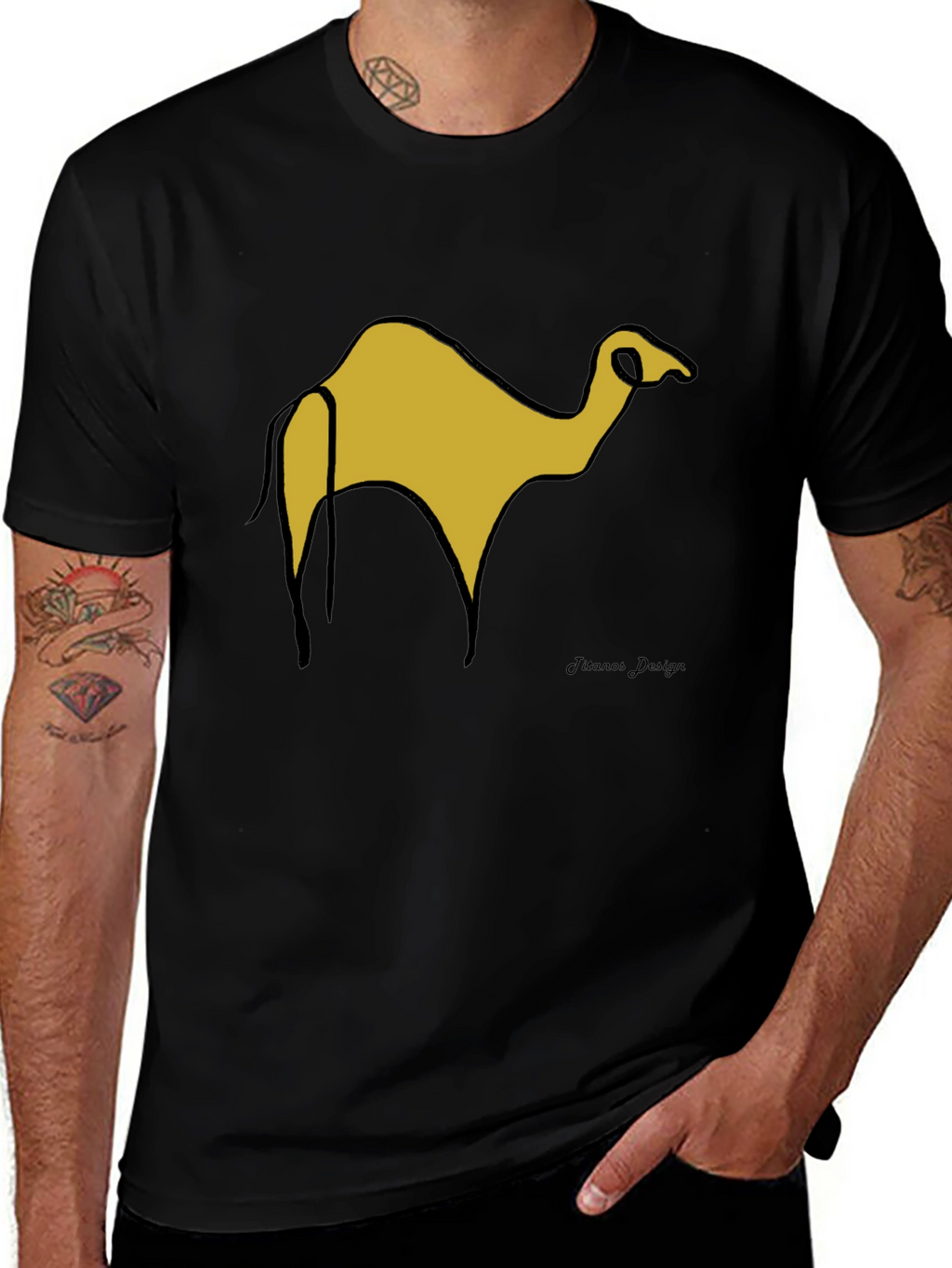 Black T-Shirt with Camel Graphic