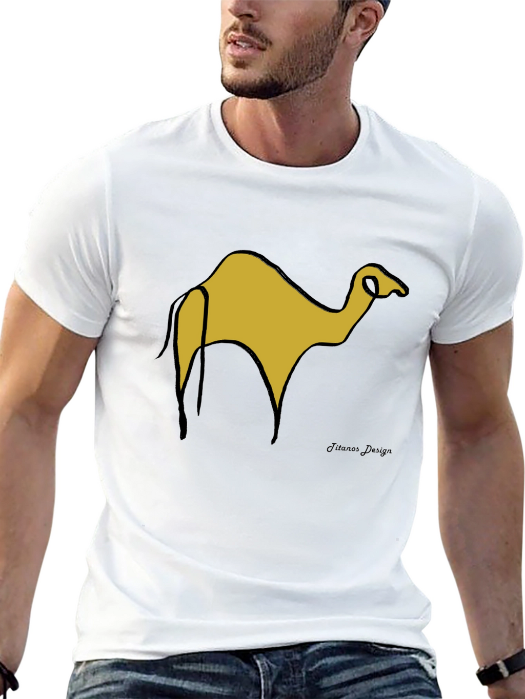 Black T-Shirt with Camel Graphic