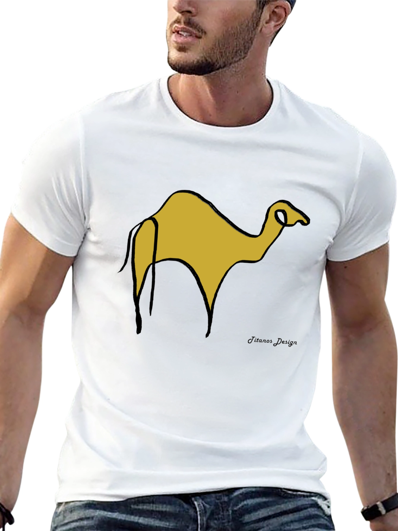 Black T-Shirt with Camel Graphic