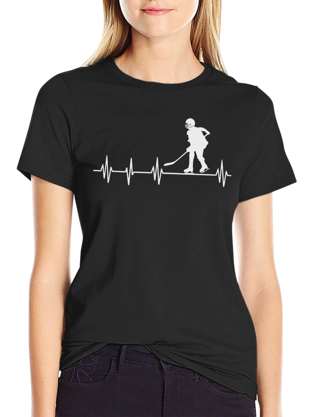 Hockey Heartbeat T-Shirt - Black