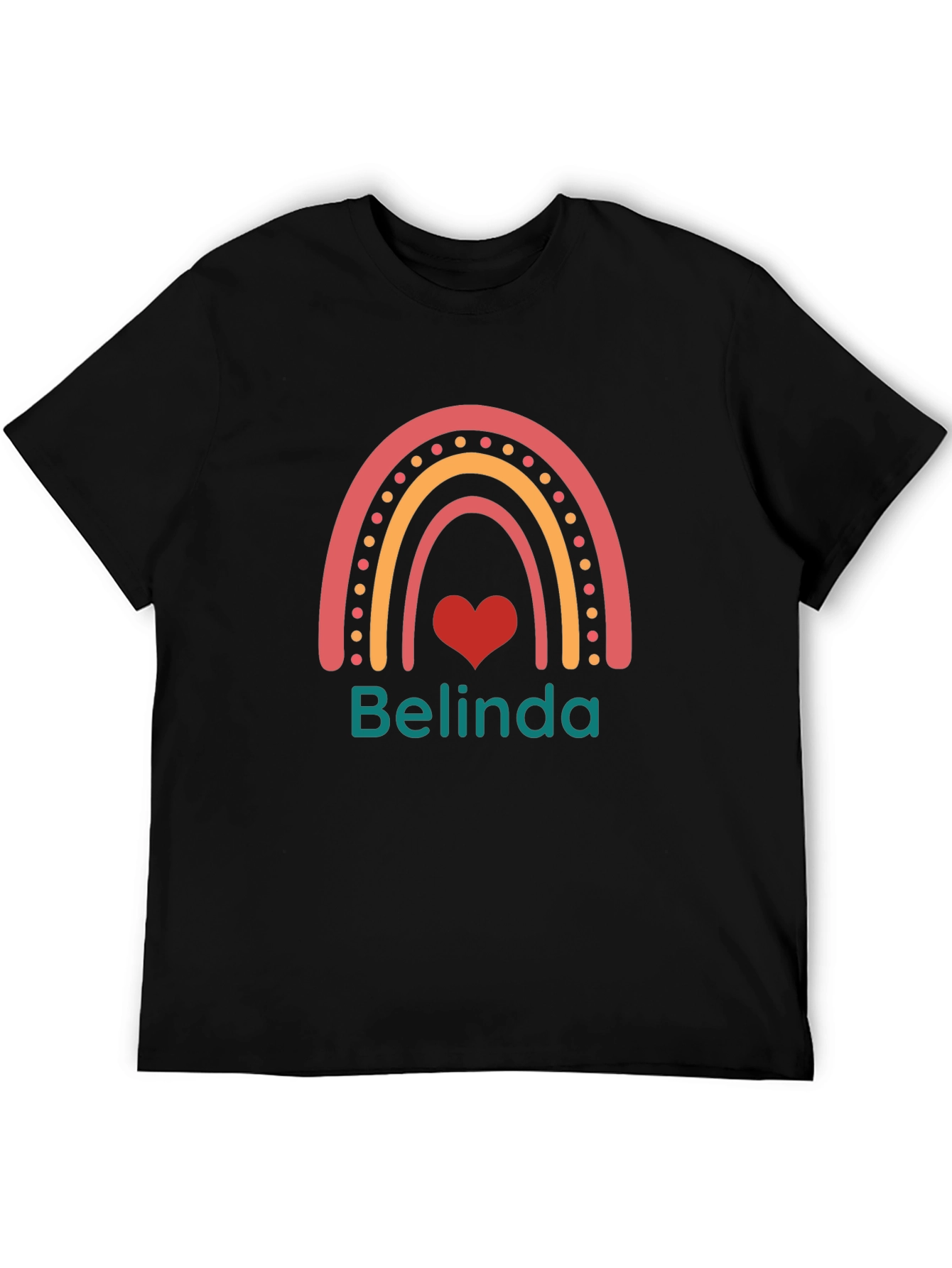 Rainbow Belinda Personalized Black T-Shirt