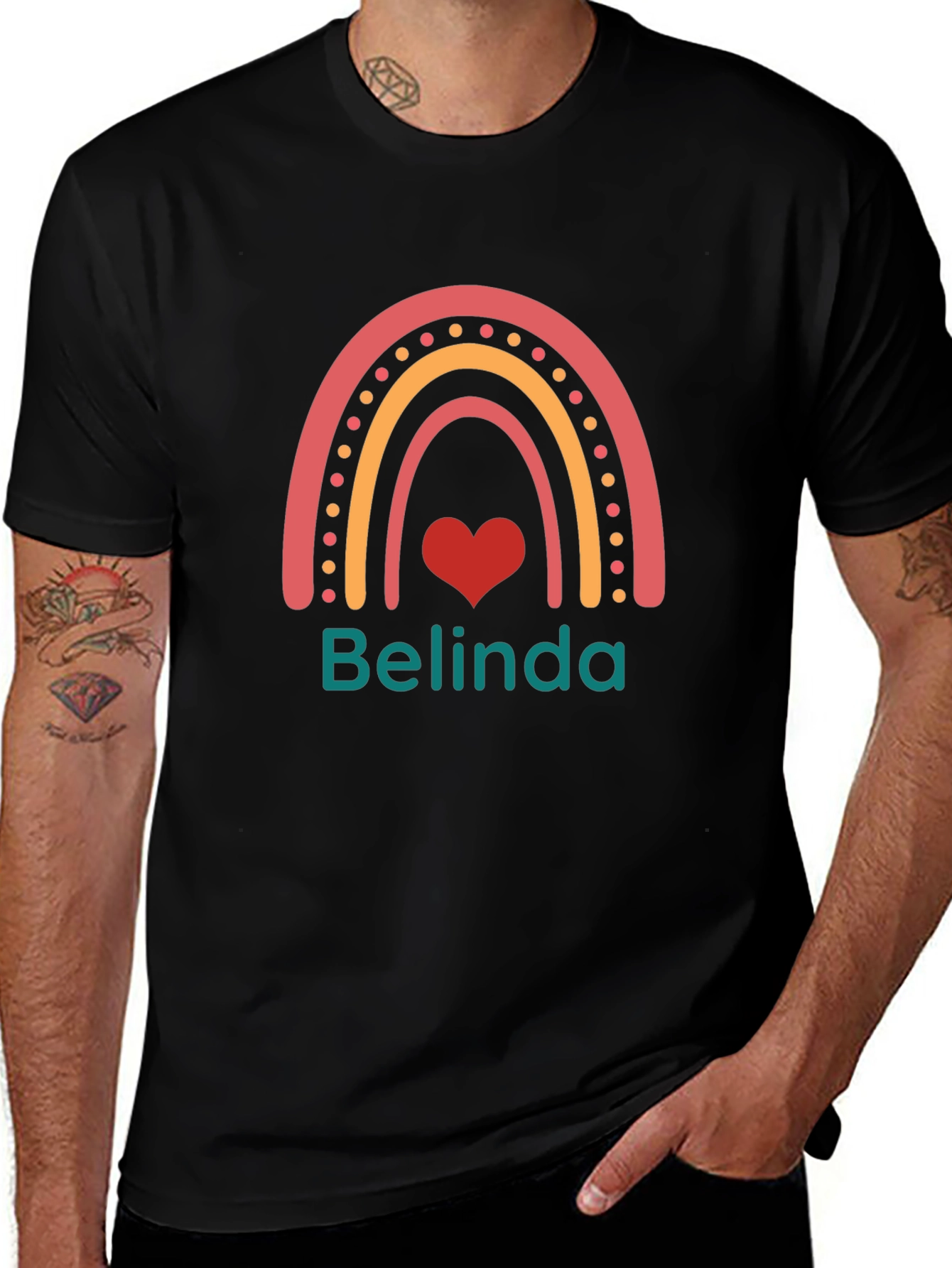 Rainbow Belinda Personalized Black T-Shirt