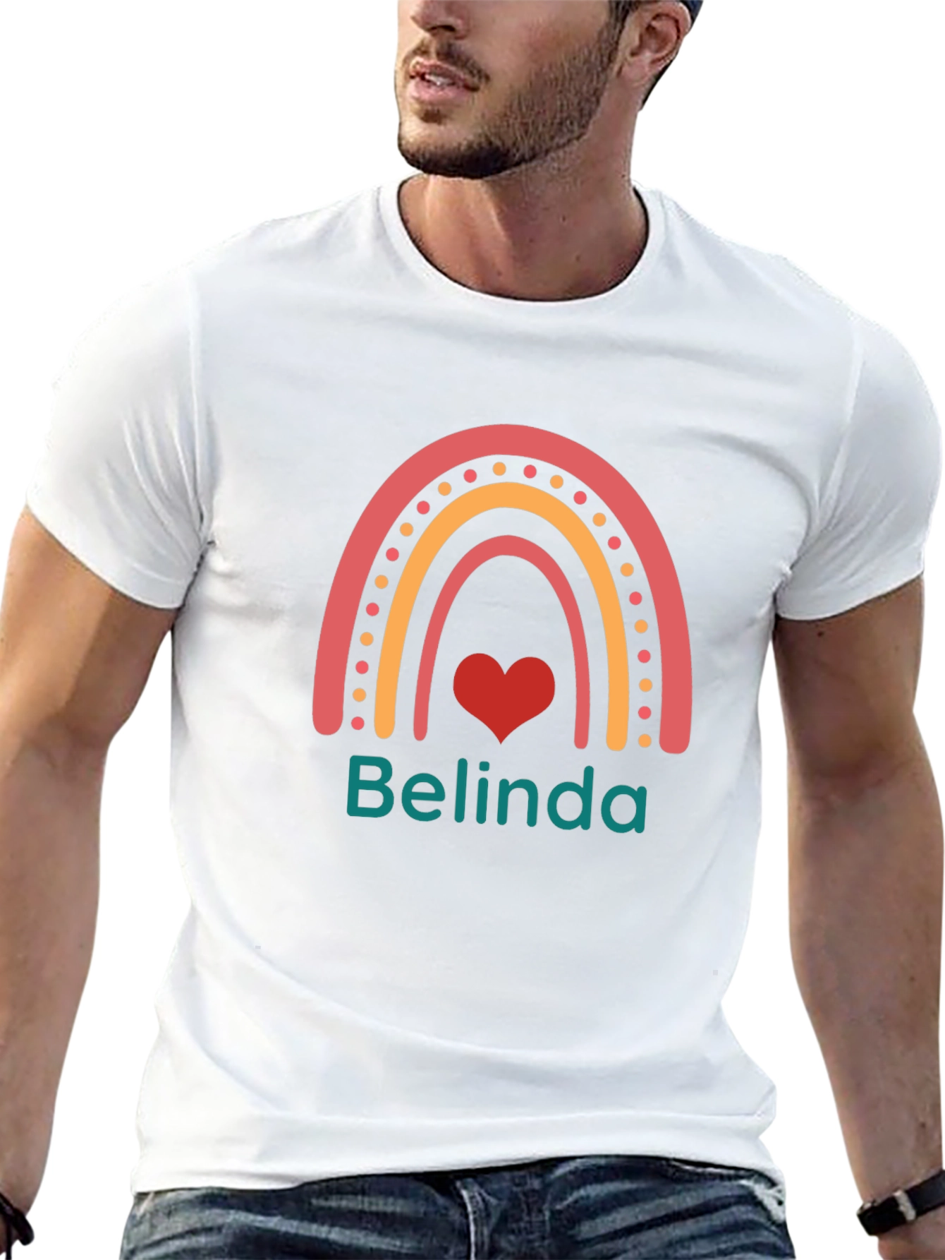 Rainbow Belinda Personalized Black T-Shirt