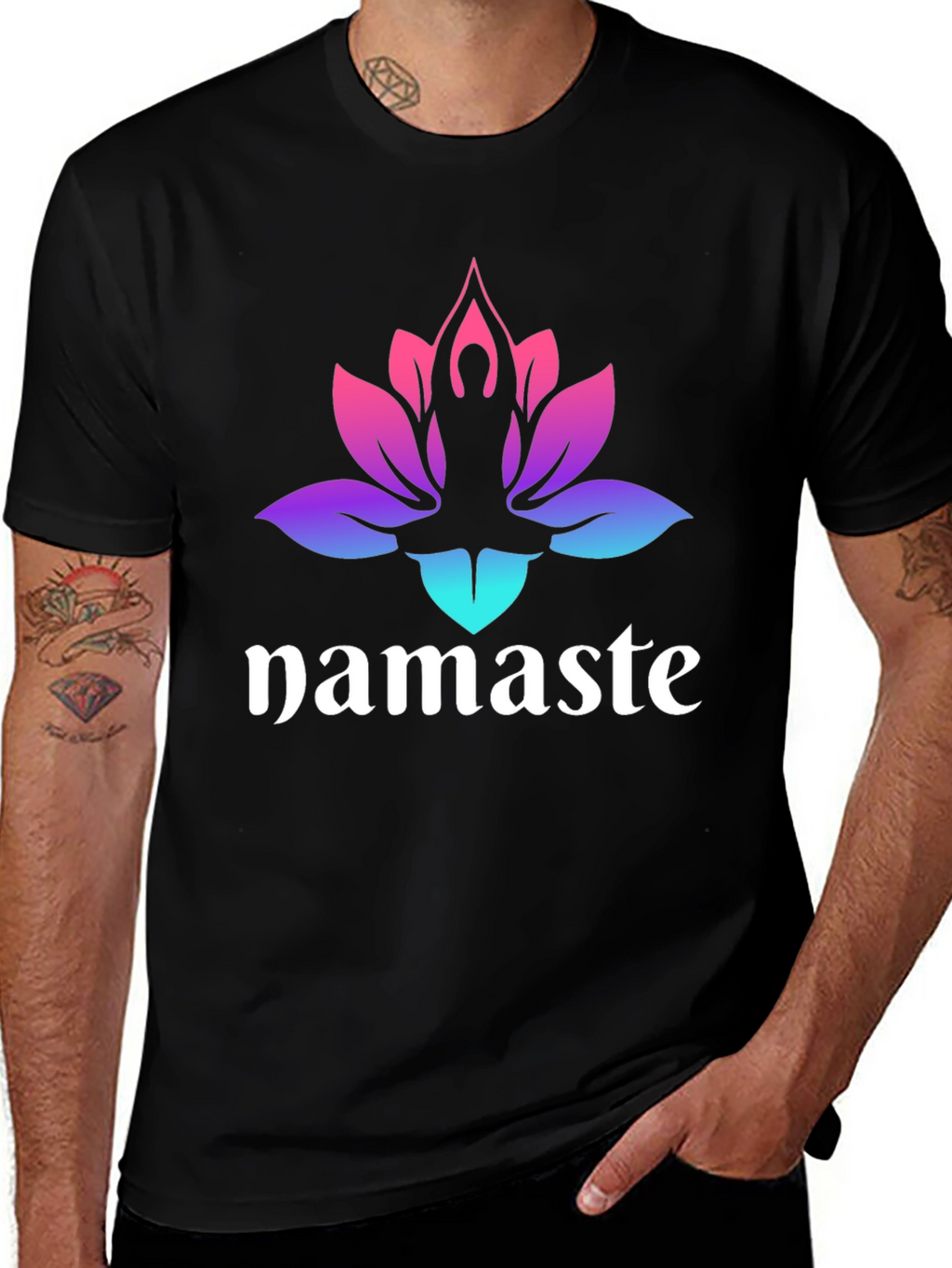 Namaste Lotus Yoga T-Shirt - Gradient Design