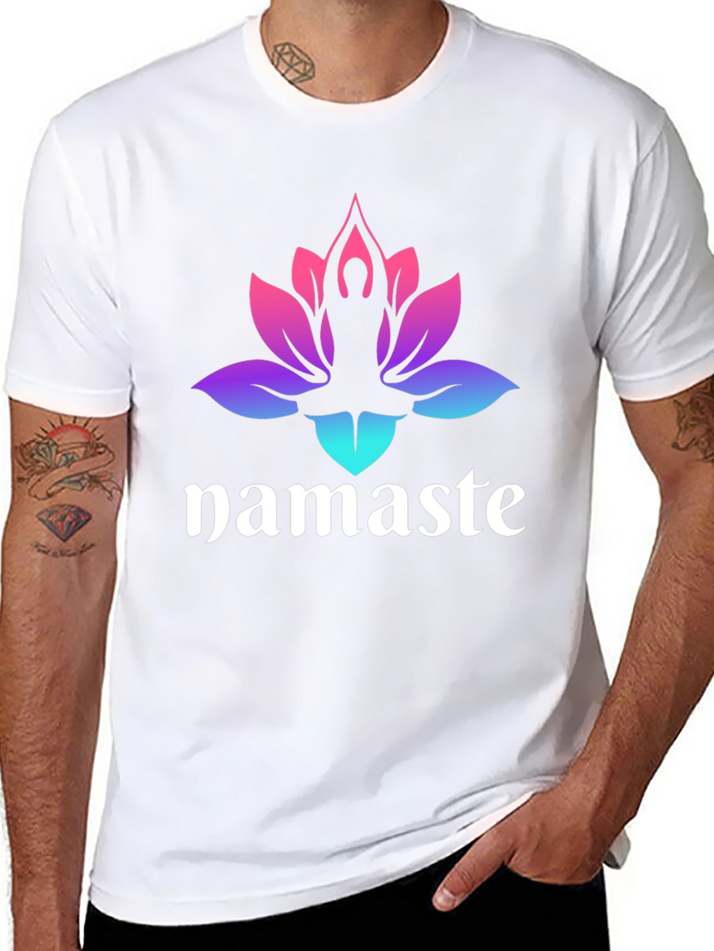 Namaste Lotus Yoga T-Shirt - Gradient Design