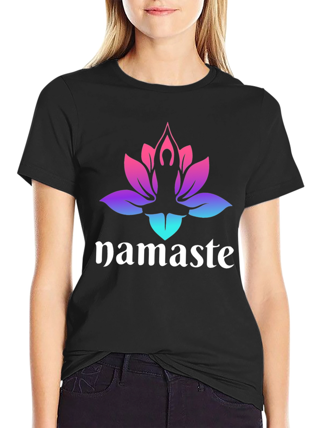 Namaste Lotus Yoga T-Shirt - Gradient Design
