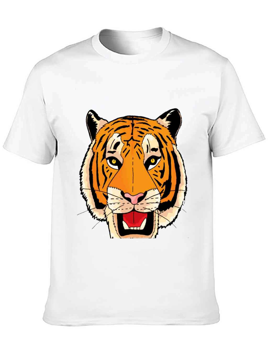 Black T-Shirt with Bold Tiger Face Graphic