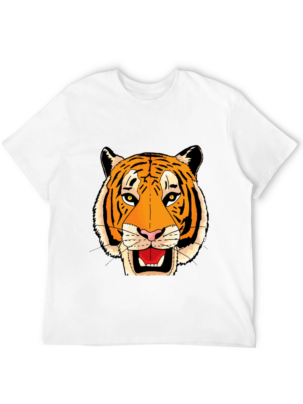 Black T-Shirt with Bold Tiger Face Graphic