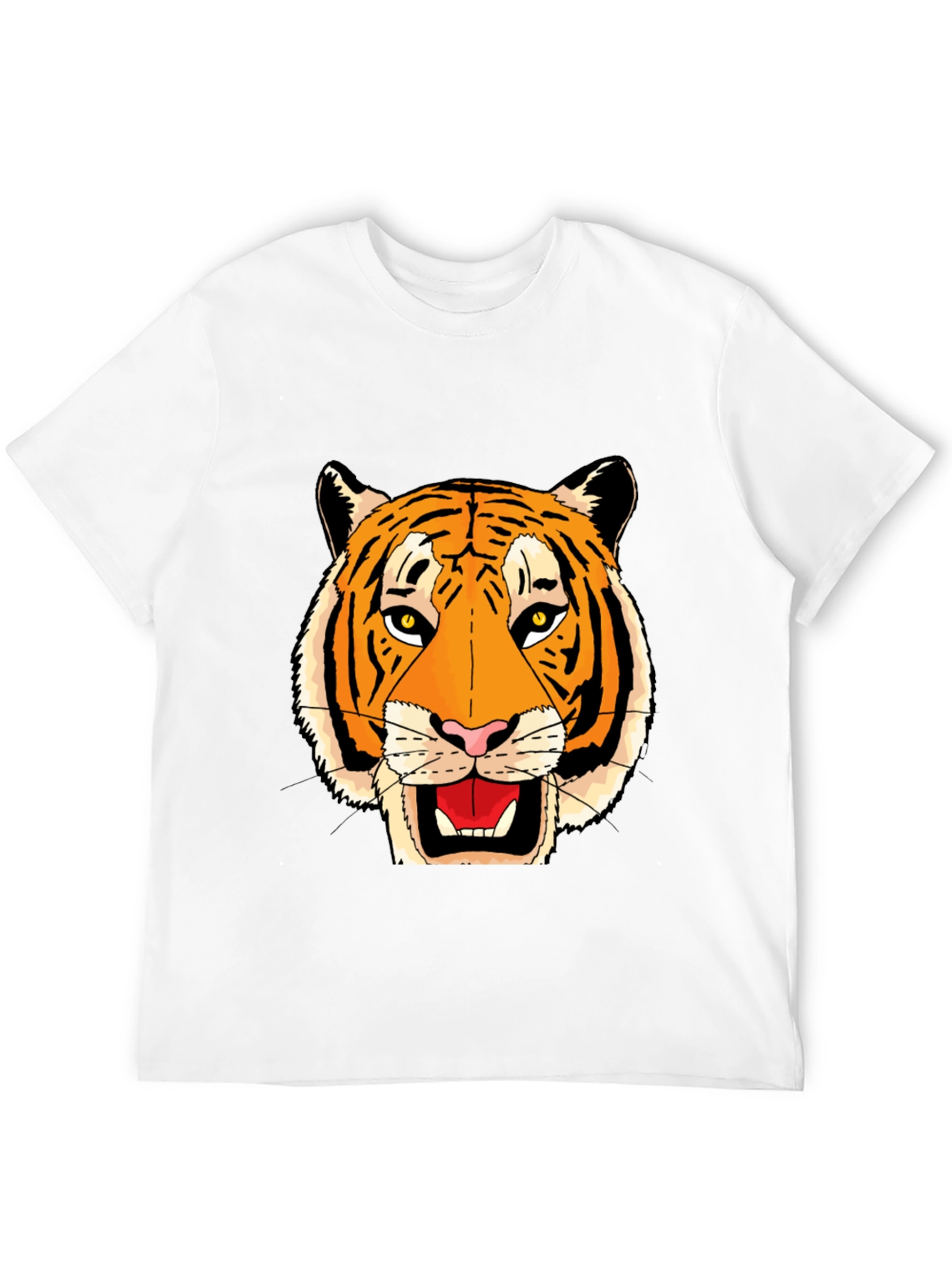 Black T-Shirt with Bold Tiger Face Graphic