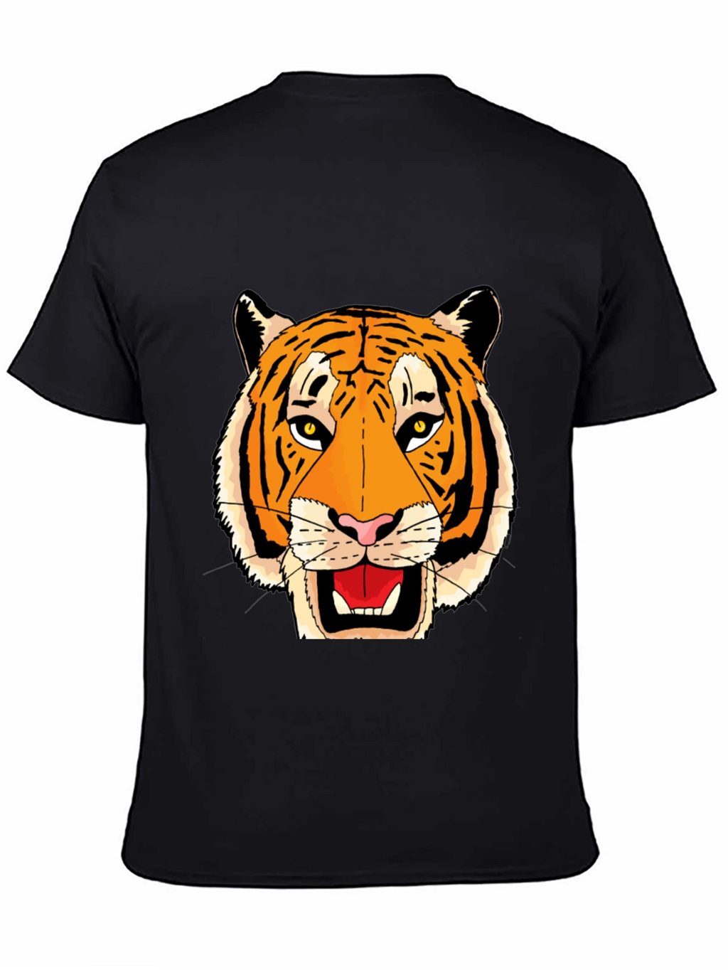 Black T-Shirt with Bold Tiger Face Graphic