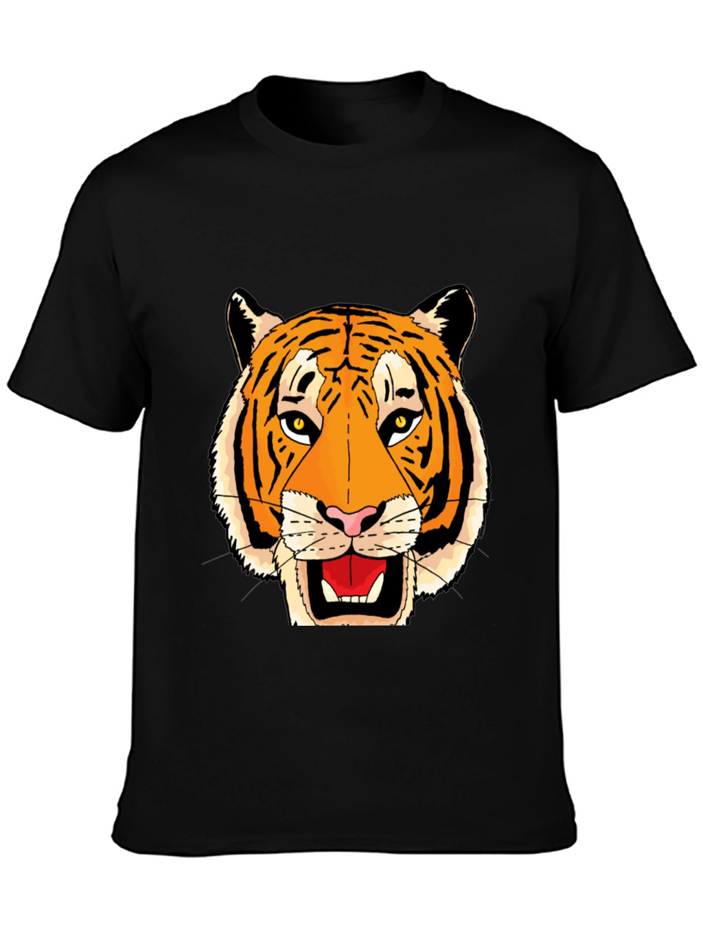 Black T-Shirt with Bold Tiger Face Graphic