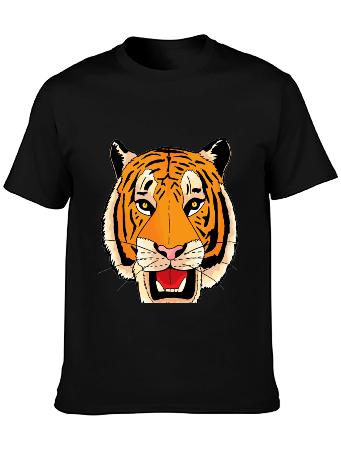 Black T-Shirt with Bold Tiger Face Graphic