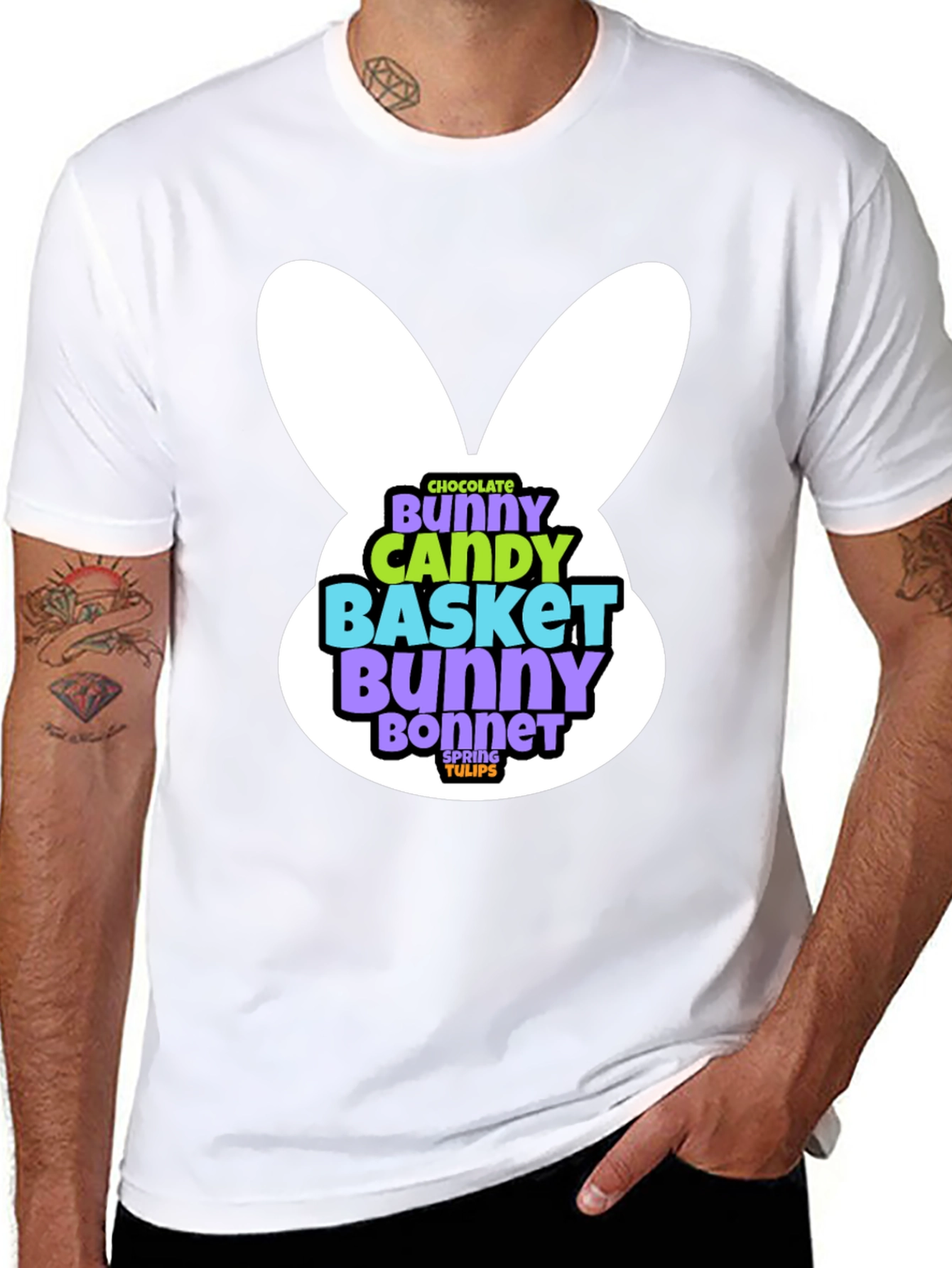 Easter Bunny T-Shirt - Chocolate Candy Basket Design
