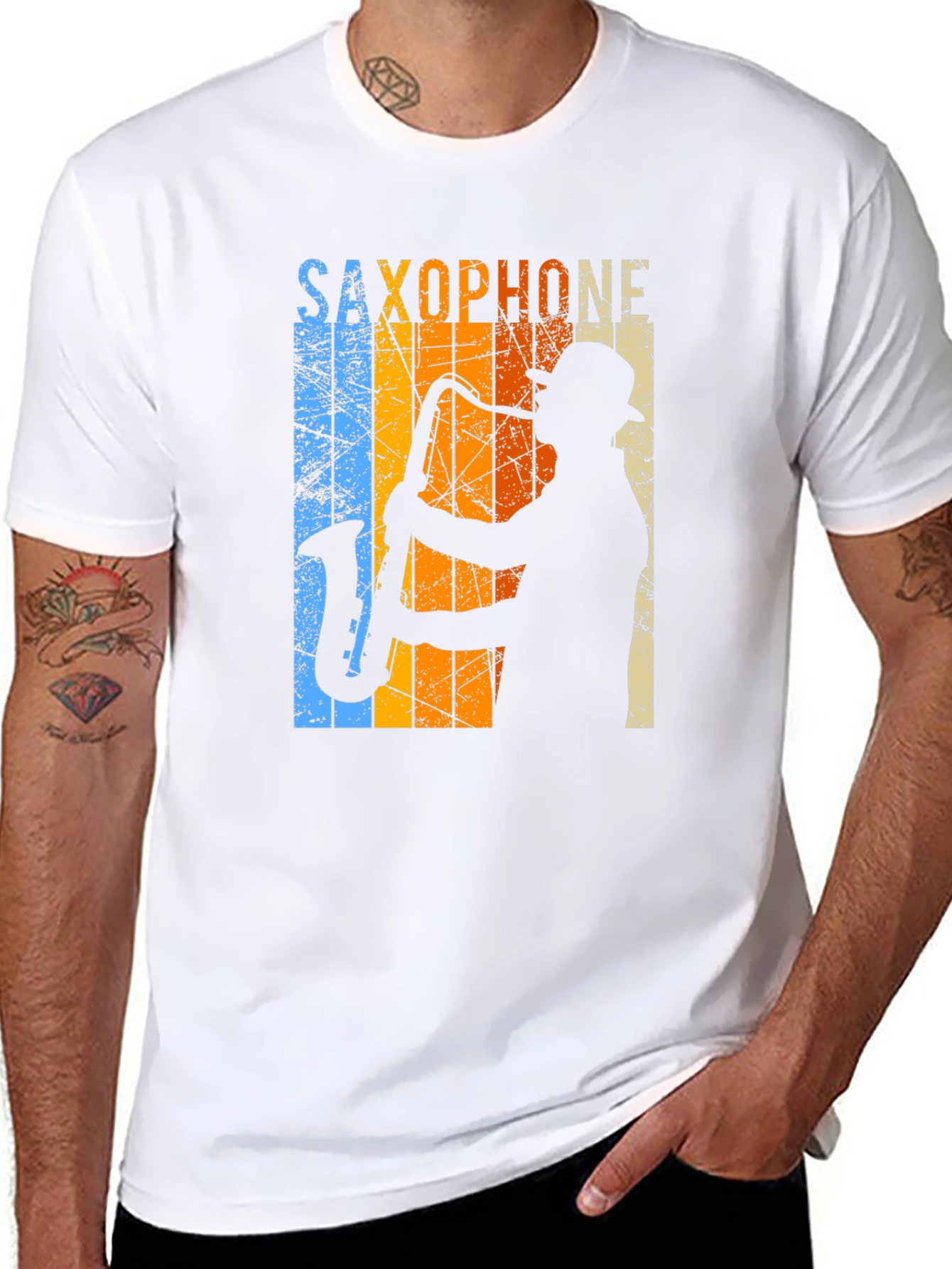 Retro Saxophone Player Graphic T-Shirt