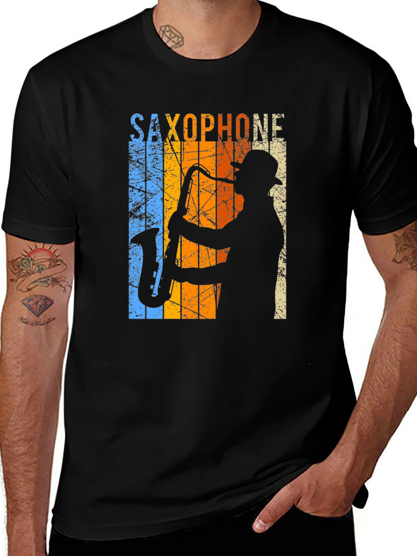 Retro Saxophone Player Graphic T-Shirt
