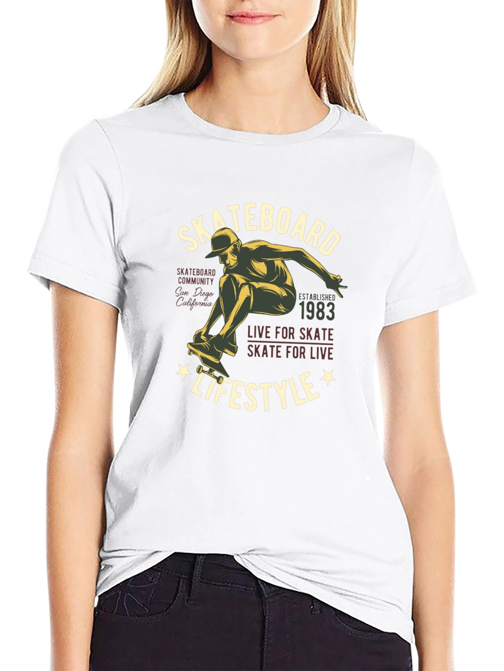 Skateboard Lifestyle Graphic Tee - Black Cotton T-Shirt