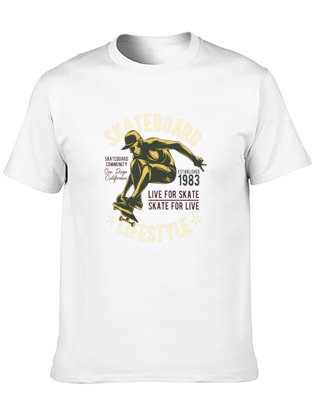 Skateboard Lifestyle Graphic Tee - Black Cotton T-Shirt