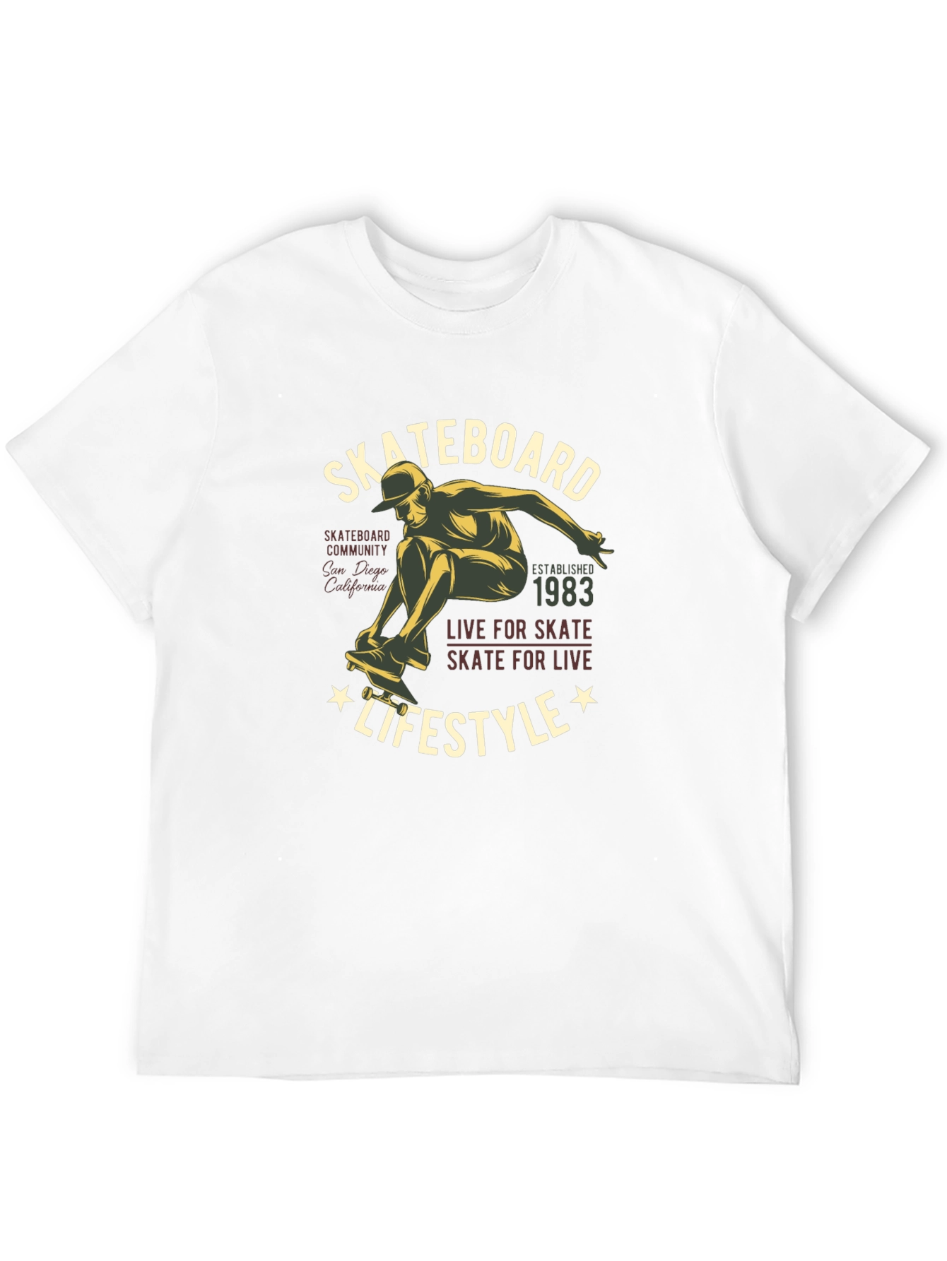Skateboard Lifestyle Graphic Tee - Black Cotton T-Shirt