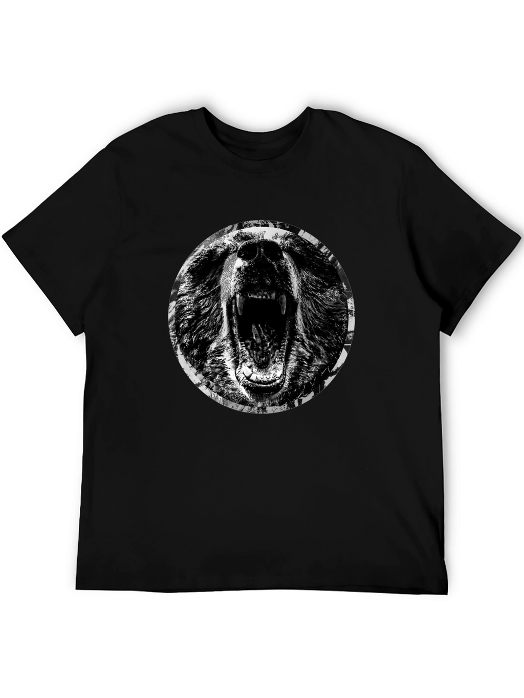 Roaring Bear Graphic T-Shirt - Black Cotton Tee