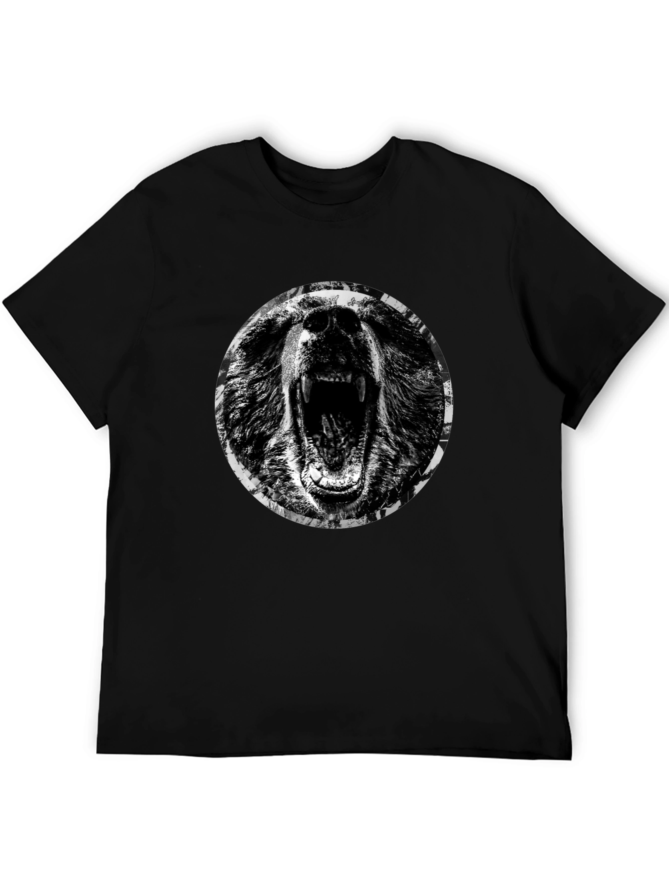 Roaring Bear Graphic T-Shirt - Black Cotton Tee