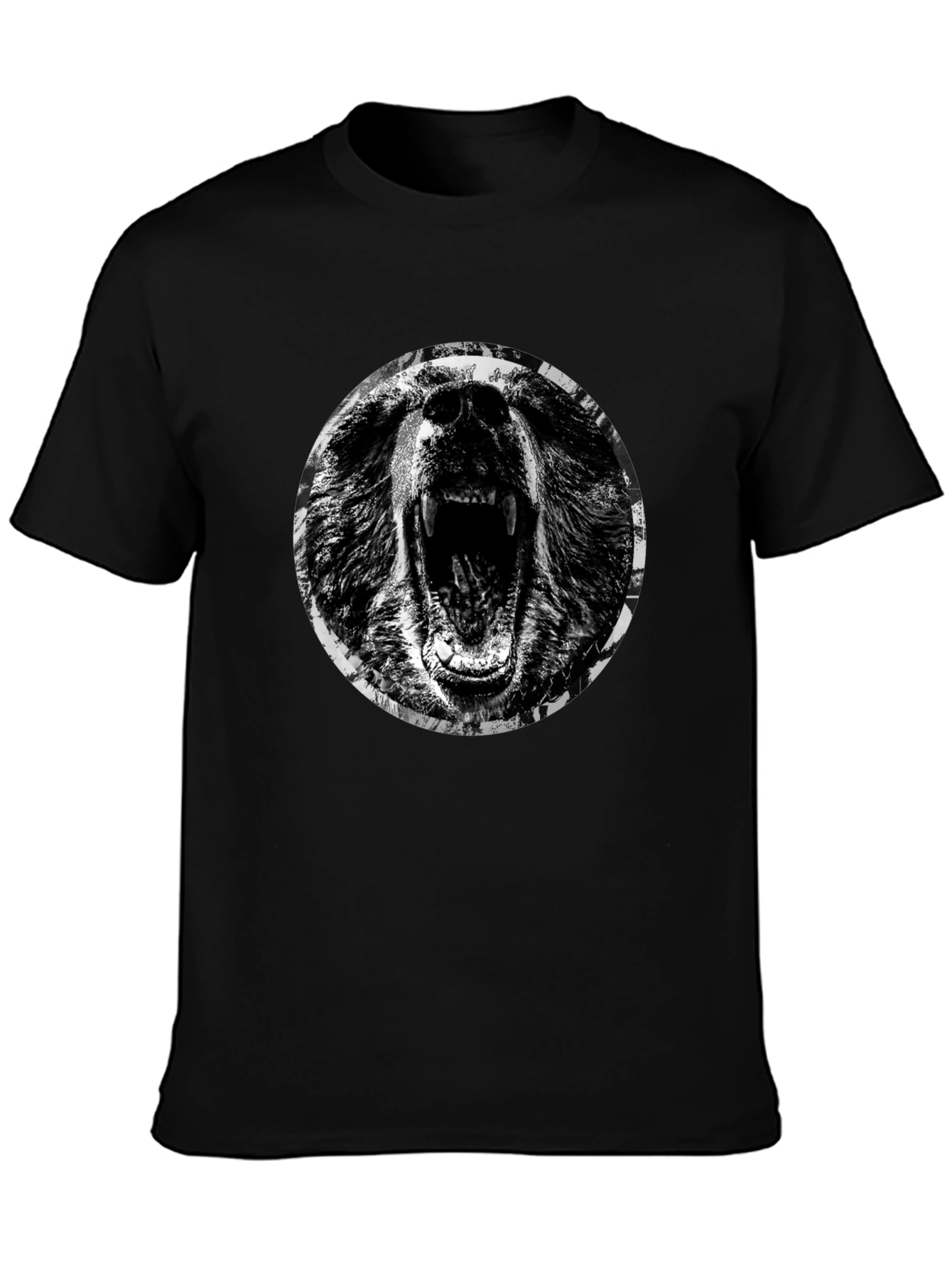 Roaring Bear Graphic T-Shirt - Black Cotton Tee
