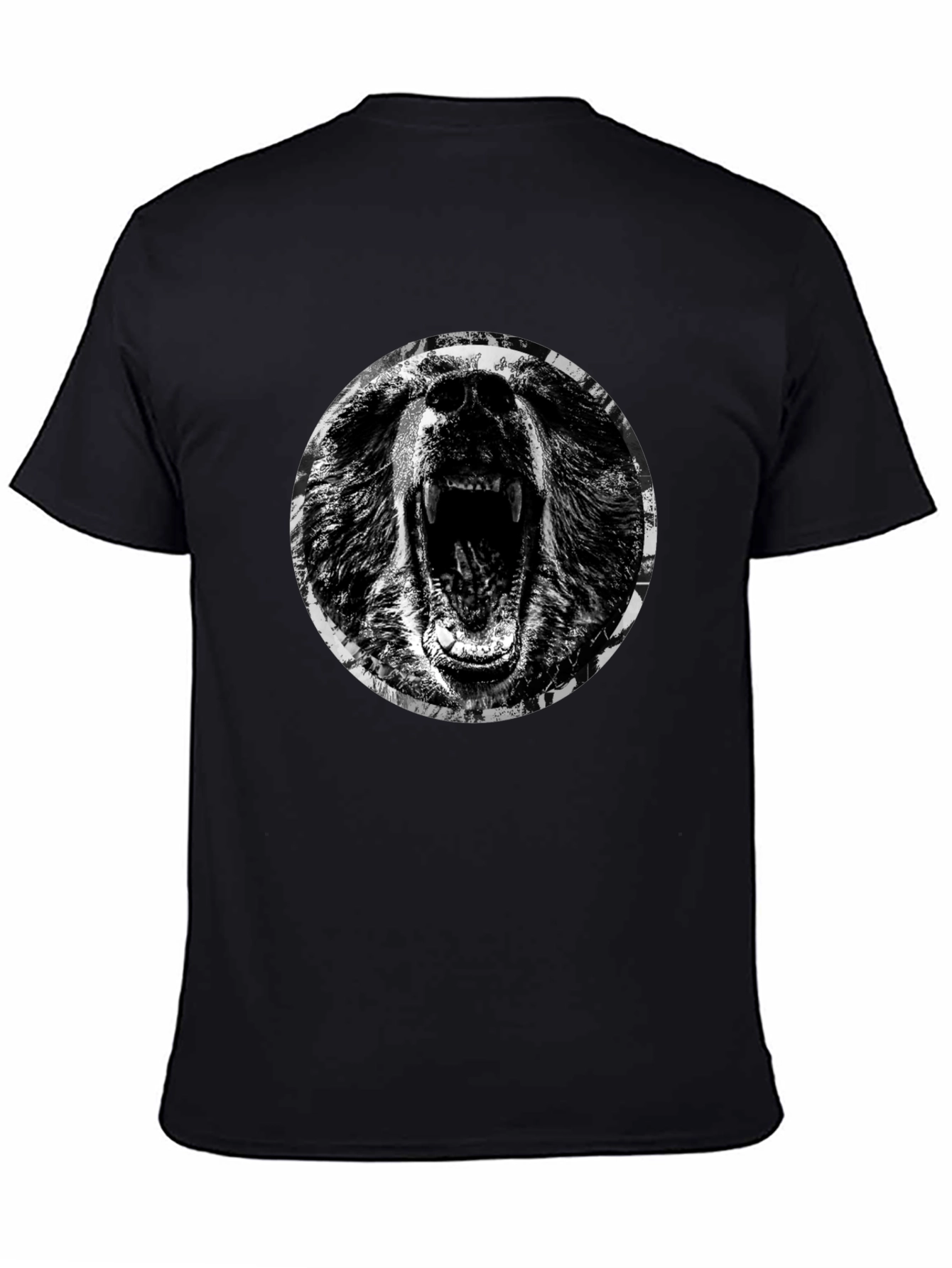 Roaring Bear Graphic T-Shirt - Black Cotton Tee