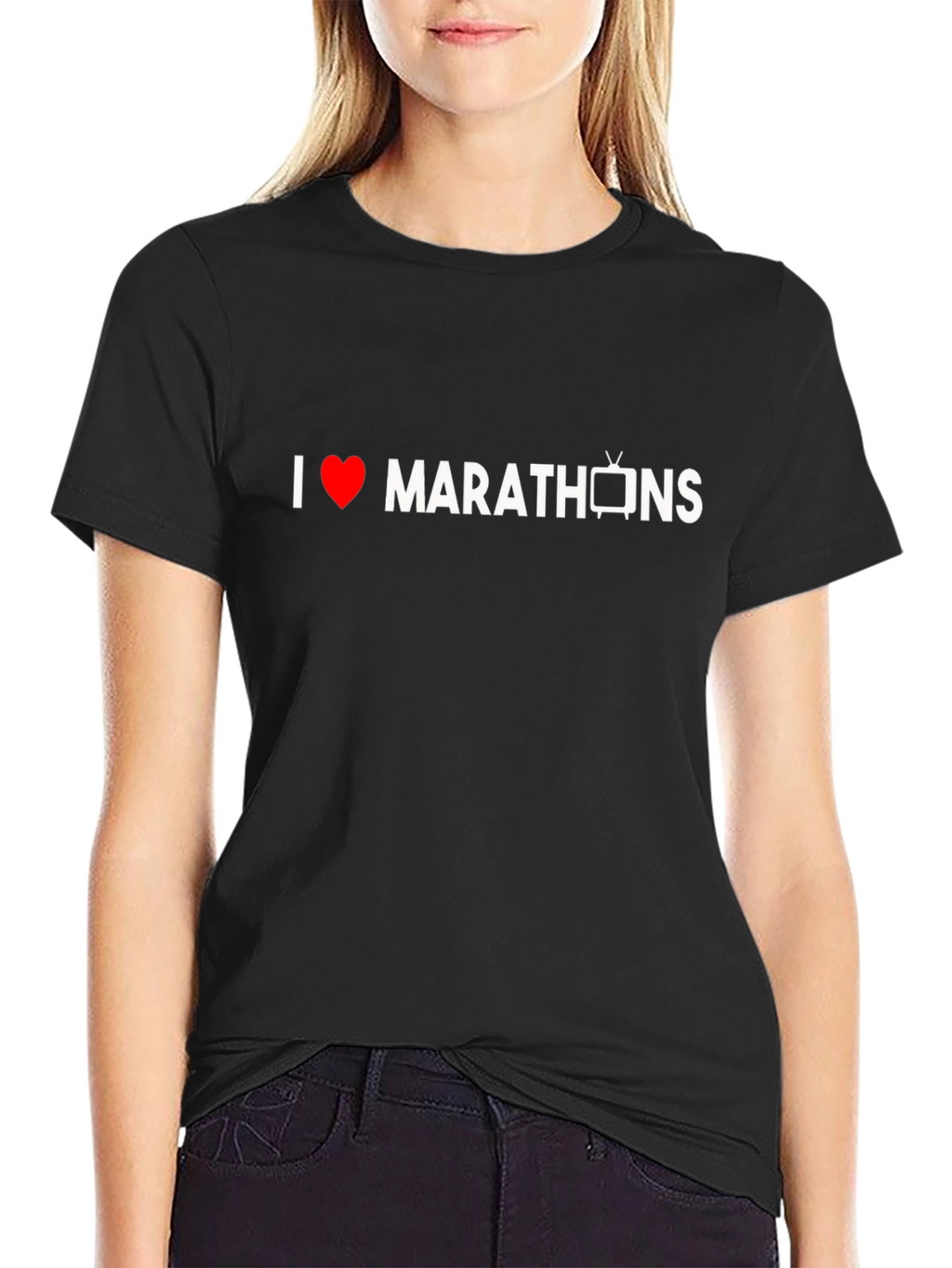 I Heart TV Marathons Black Graphic Tee