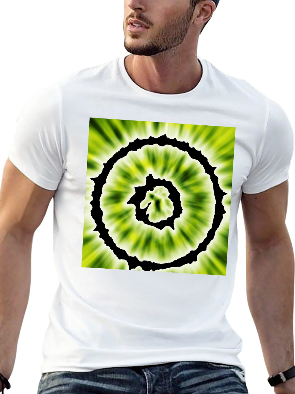 Abstract Spiral Graphic Black T-Shirt
