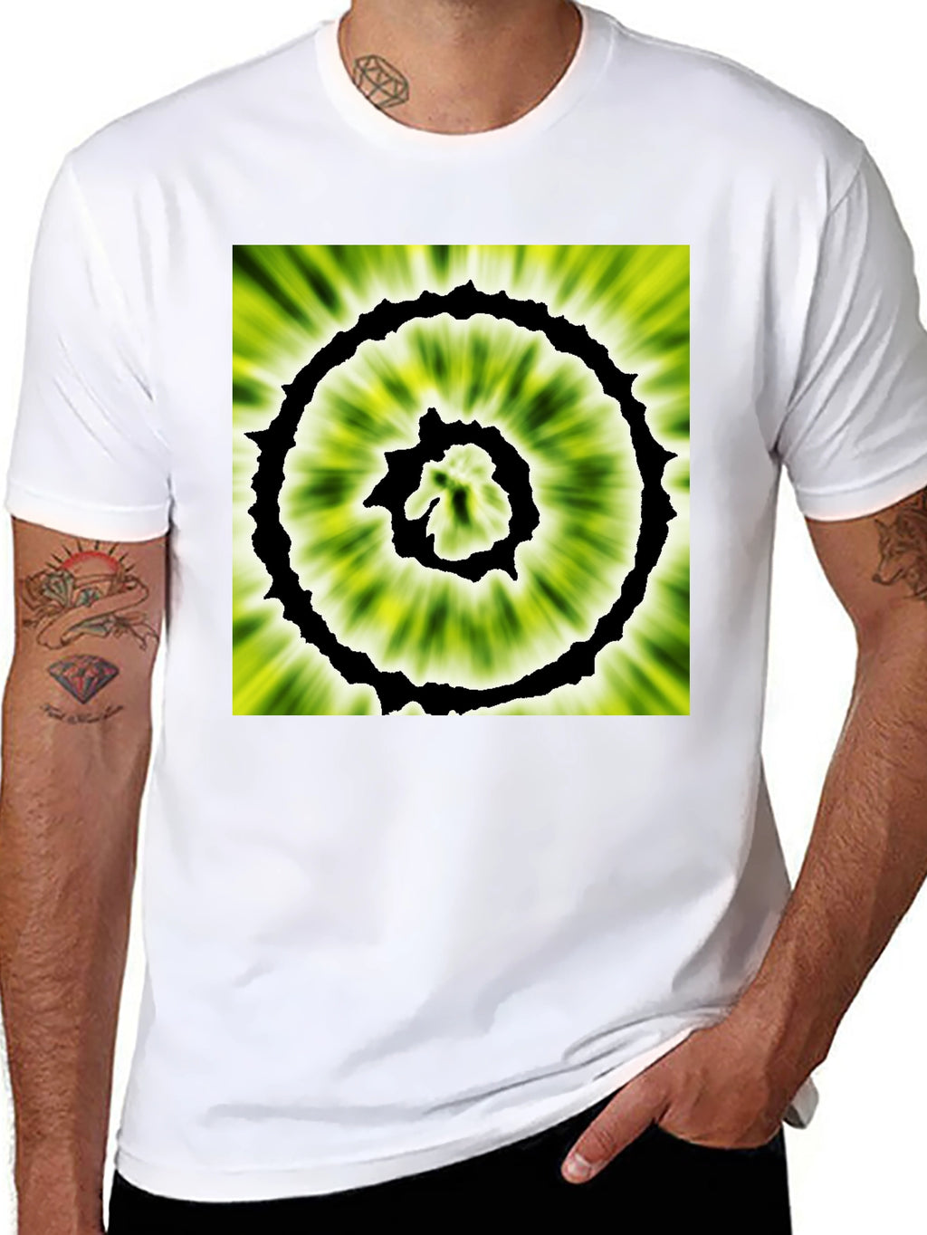 Abstract Spiral Graphic Black T-Shirt