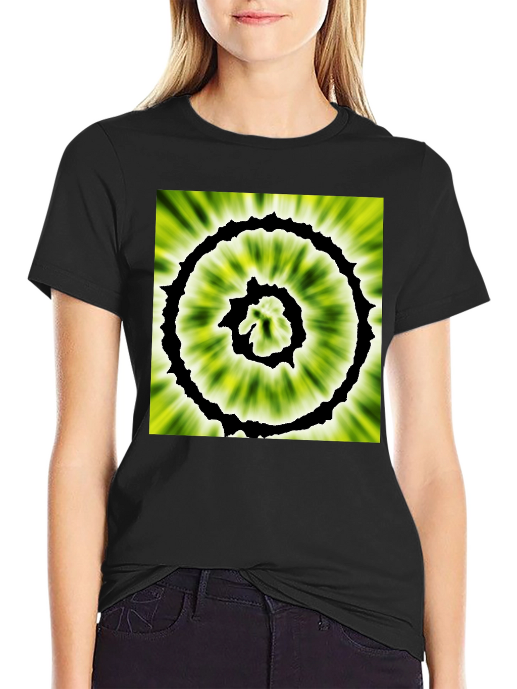 Abstract Spiral Graphic Black T-Shirt