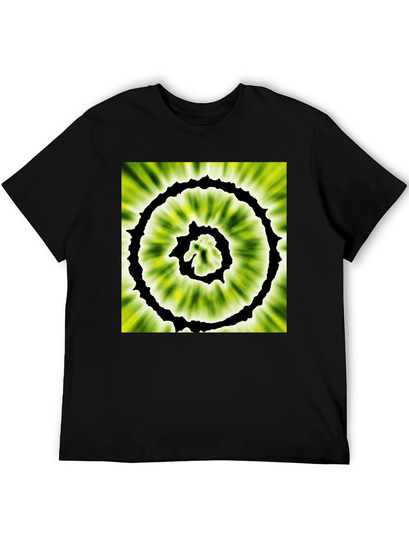 Abstract Spiral Graphic Black T-Shirt