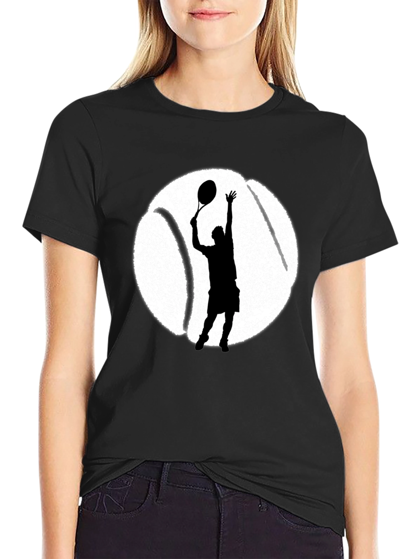 Tennis Player Graphic Tee - Black