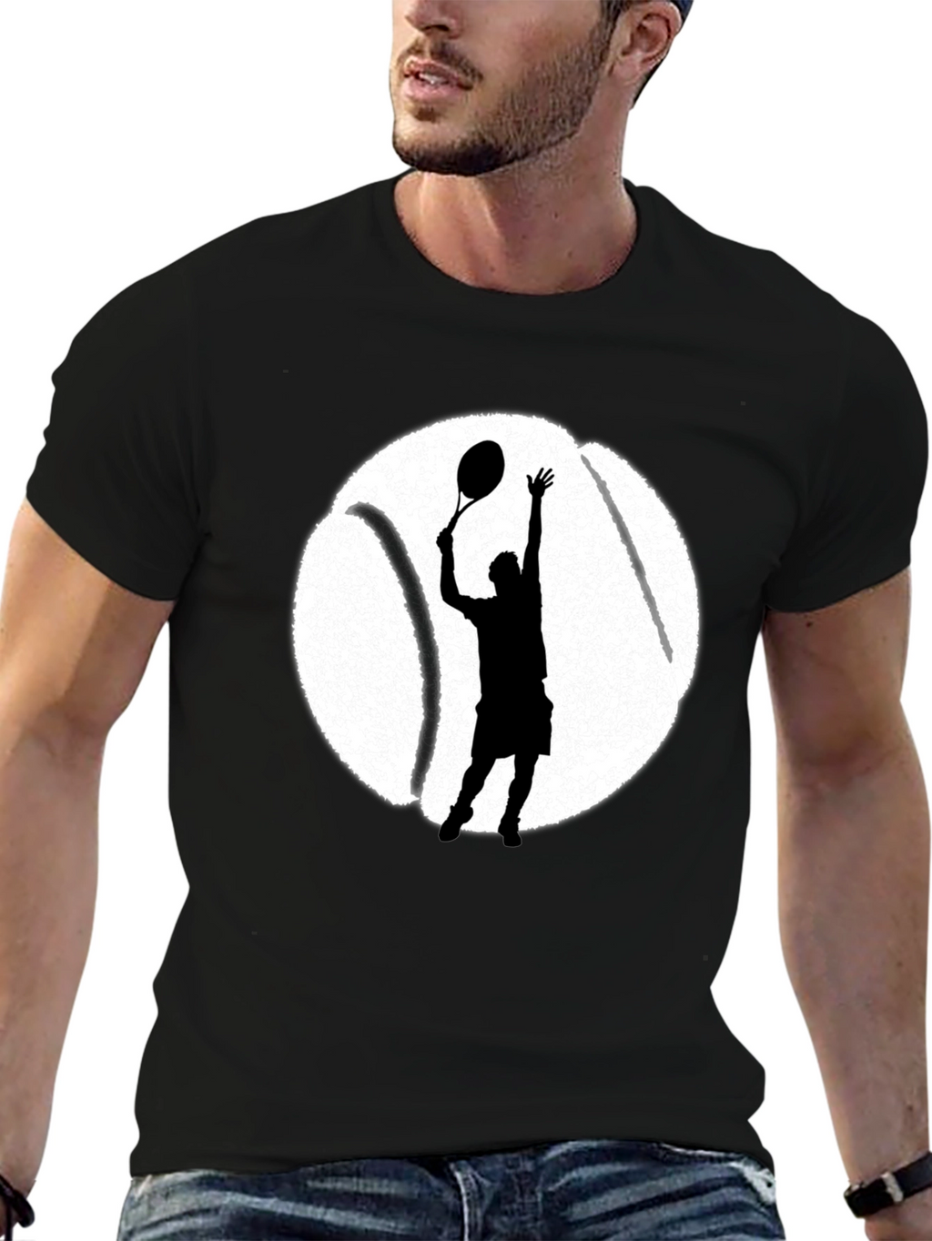 Tennis Player Graphic Tee - Black