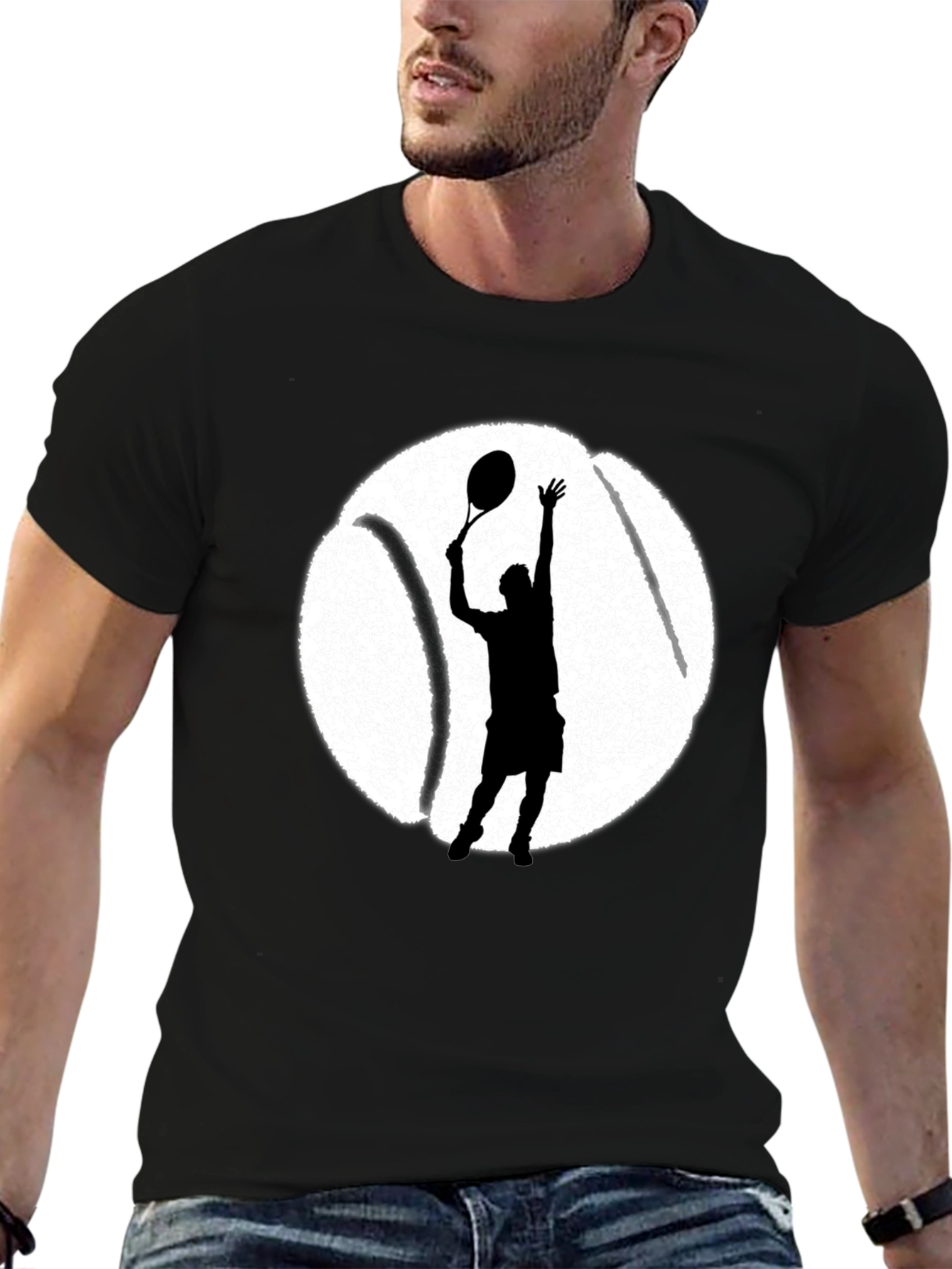 Tennis Player Graphic Tee - Black
