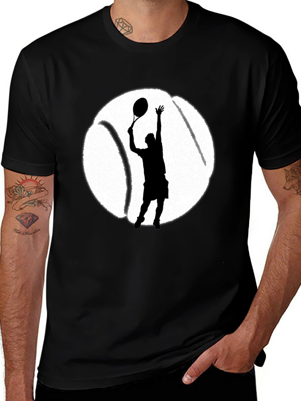Tennis Player Graphic Tee - Black
