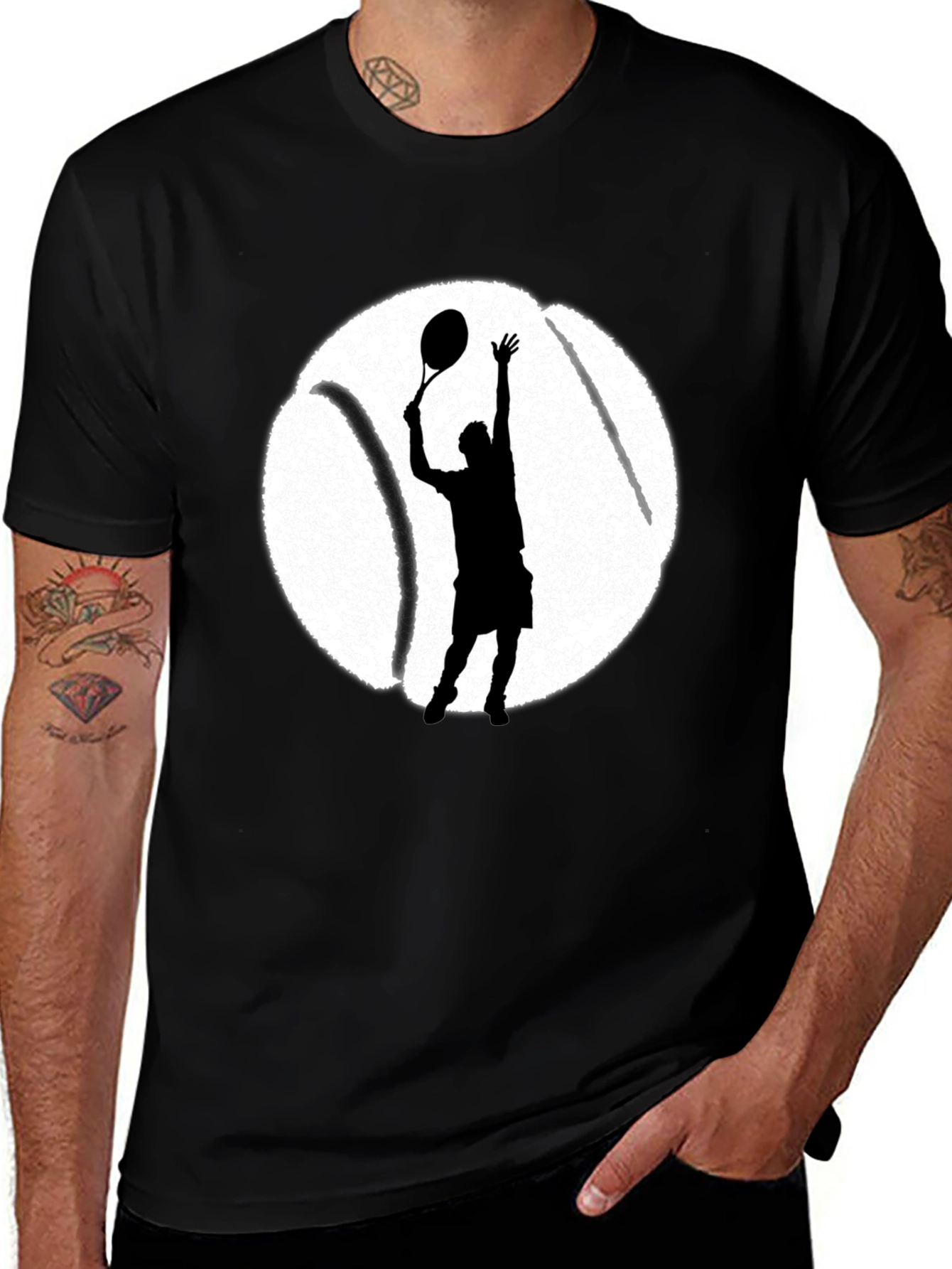 Tennis Player Graphic Tee - Black
