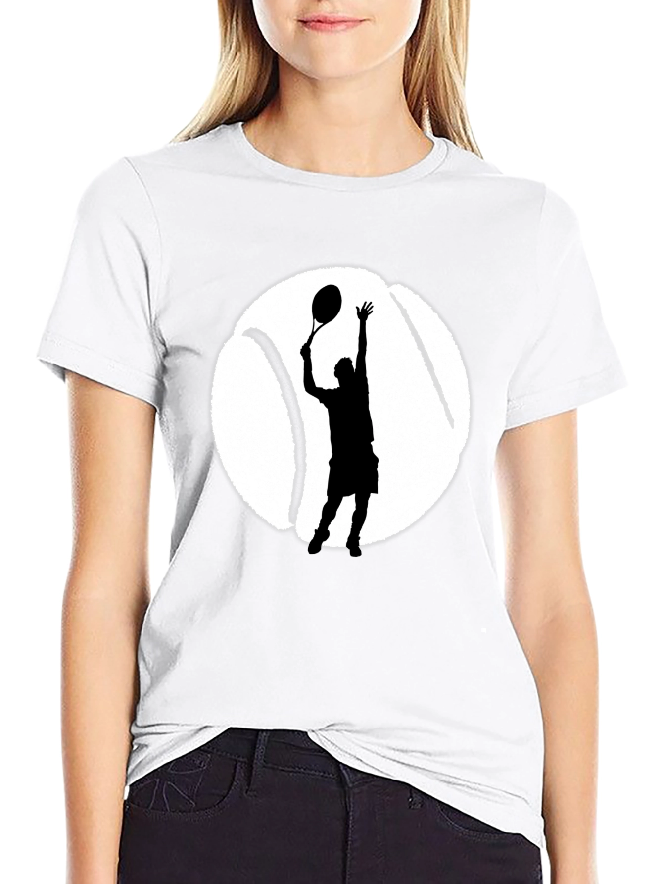 Tennis Player Graphic Tee - Black