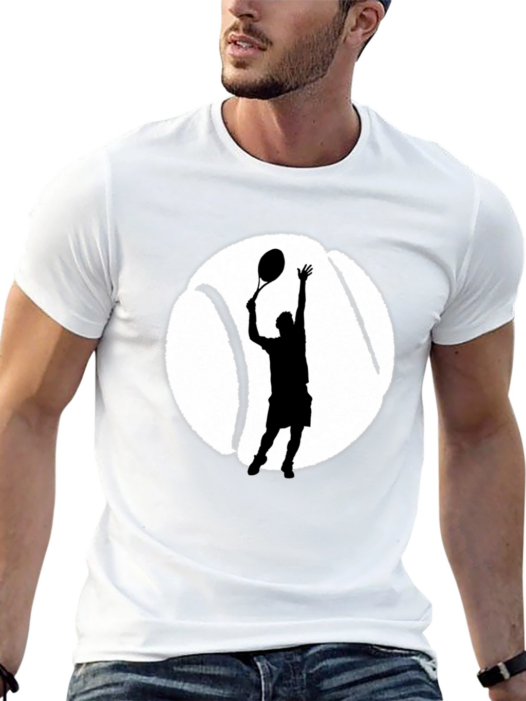 Tennis Player Graphic Tee - Black