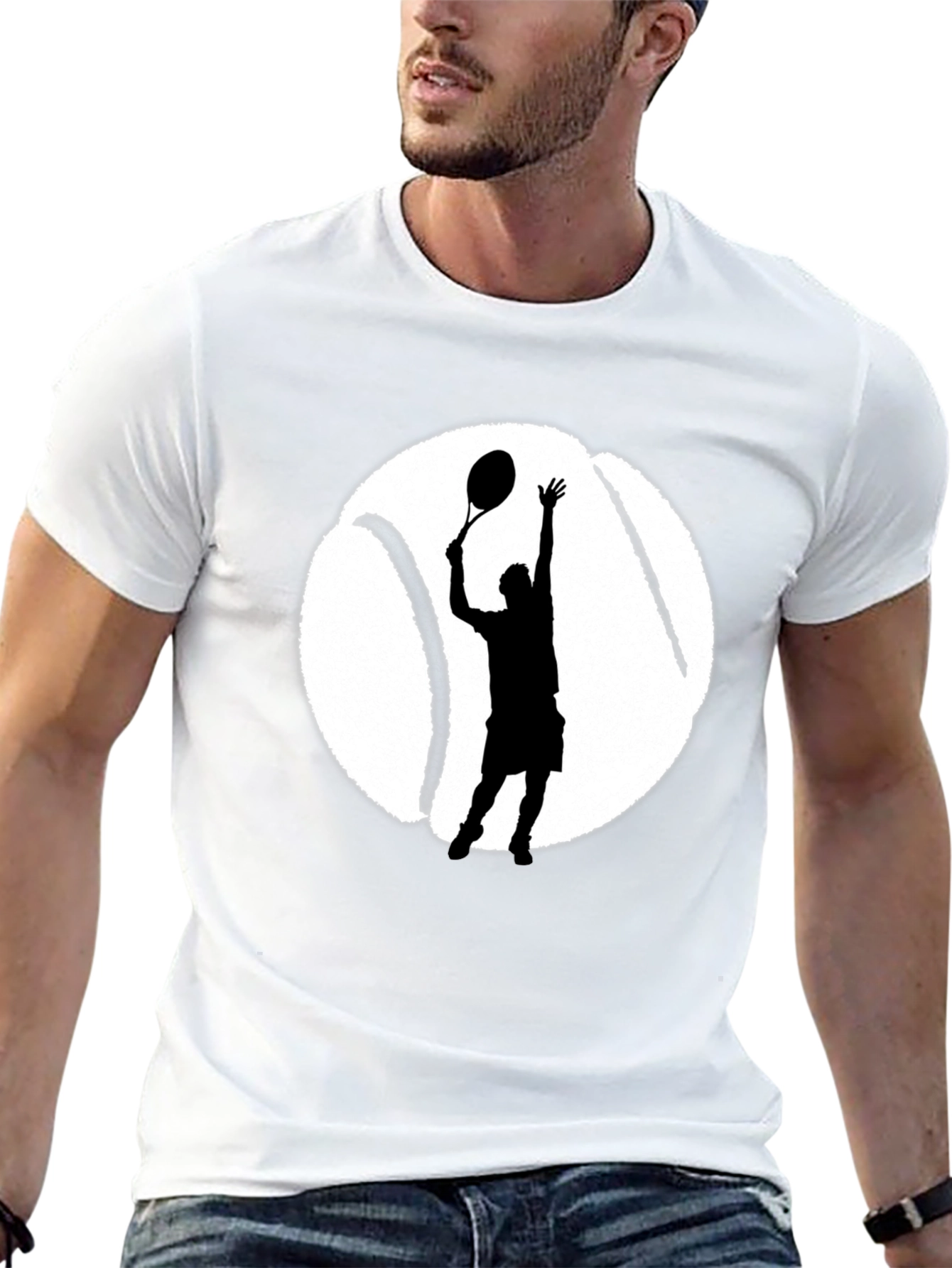 Tennis Player Graphic Tee - Black