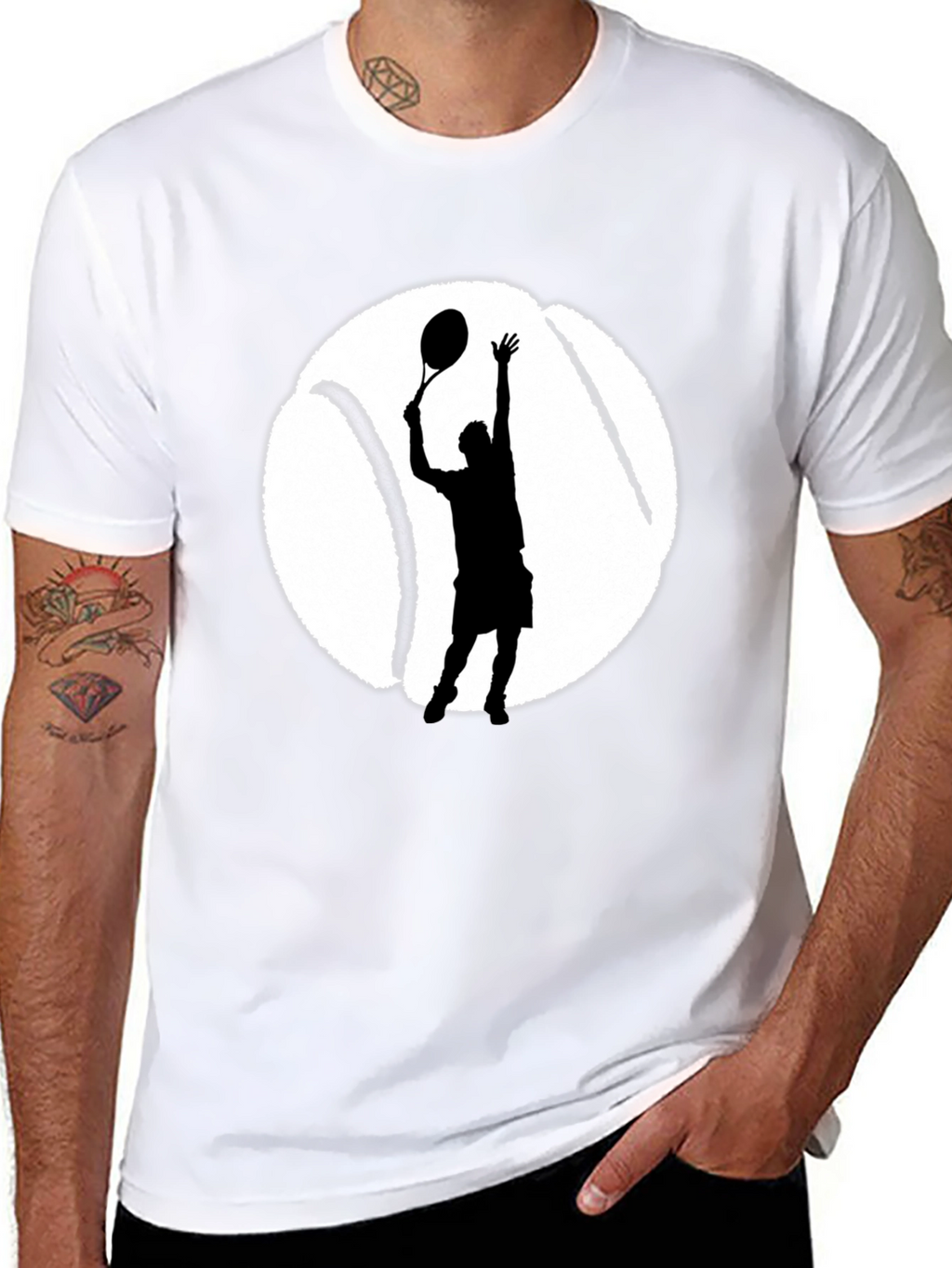 Tennis Player Graphic Tee - Black